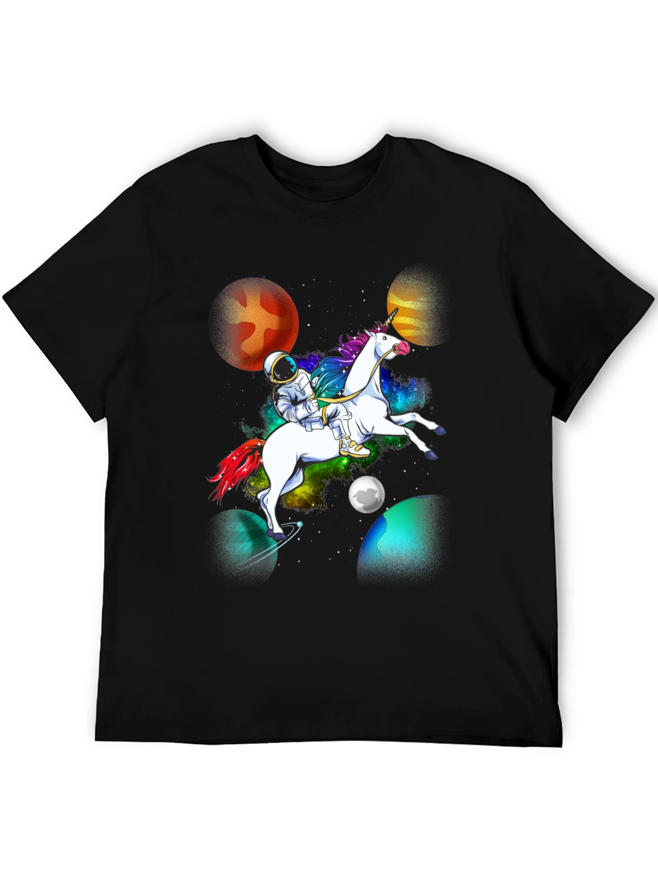 Black Astronaut Unicorn Galaxy T-Shirt view 5