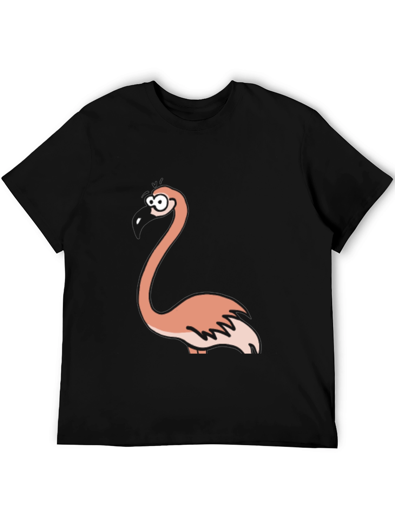 Black Funny Flamingo Graphic Black T-Shirt view 5