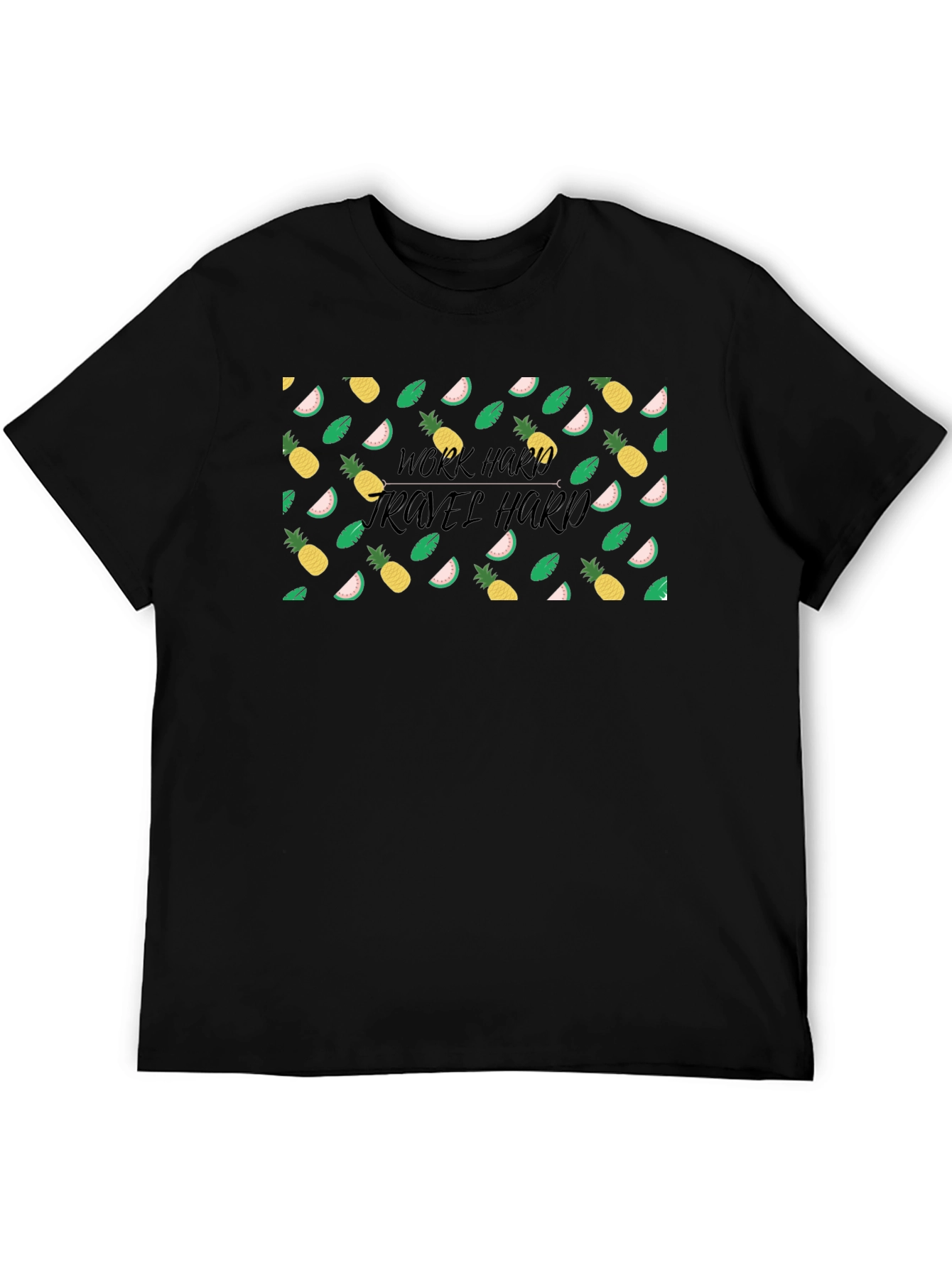 Black Tropical Patterned T-Shirt view 5