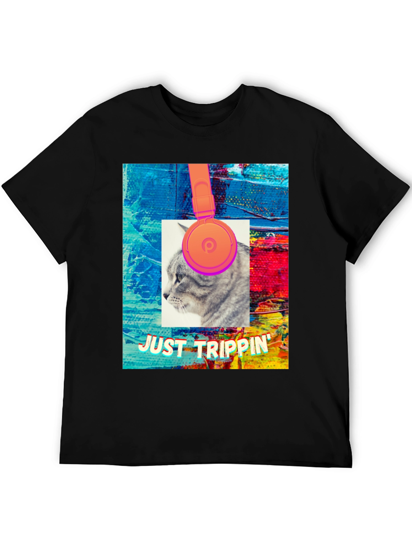 Black Just Trippin' Cat Graphic Tee view 5