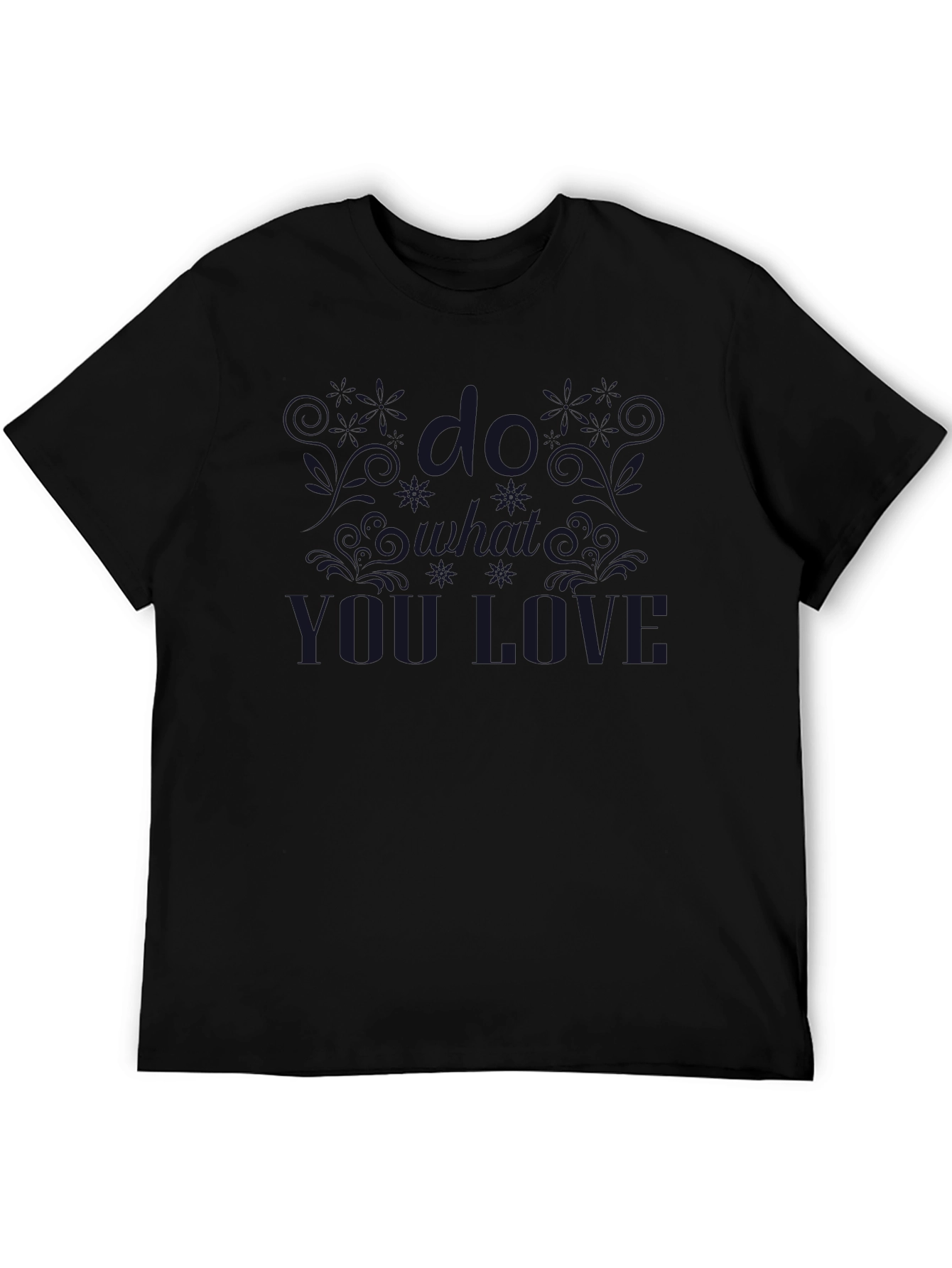 Black Men's Black Graphic Print Crew Neck T-Shirt view 5