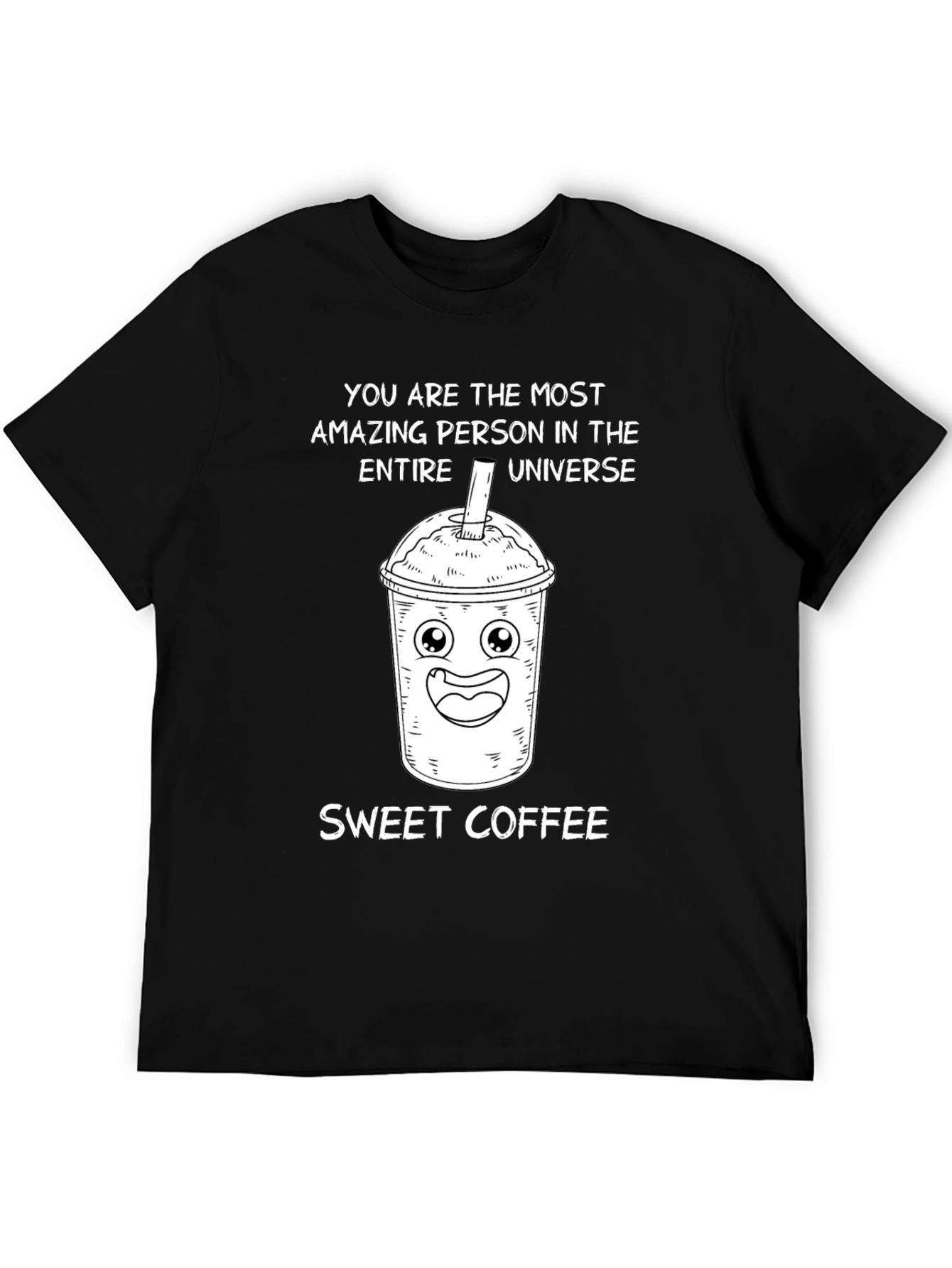Black Sweet Coffee Cartoon Graphic T-Shirt view 5
