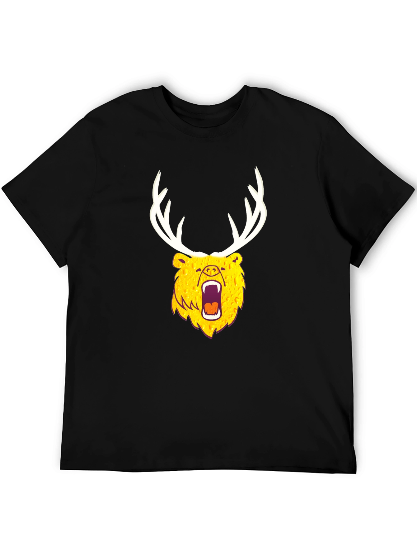 Black Bear with Antlers Graphic Tee - Black view 5