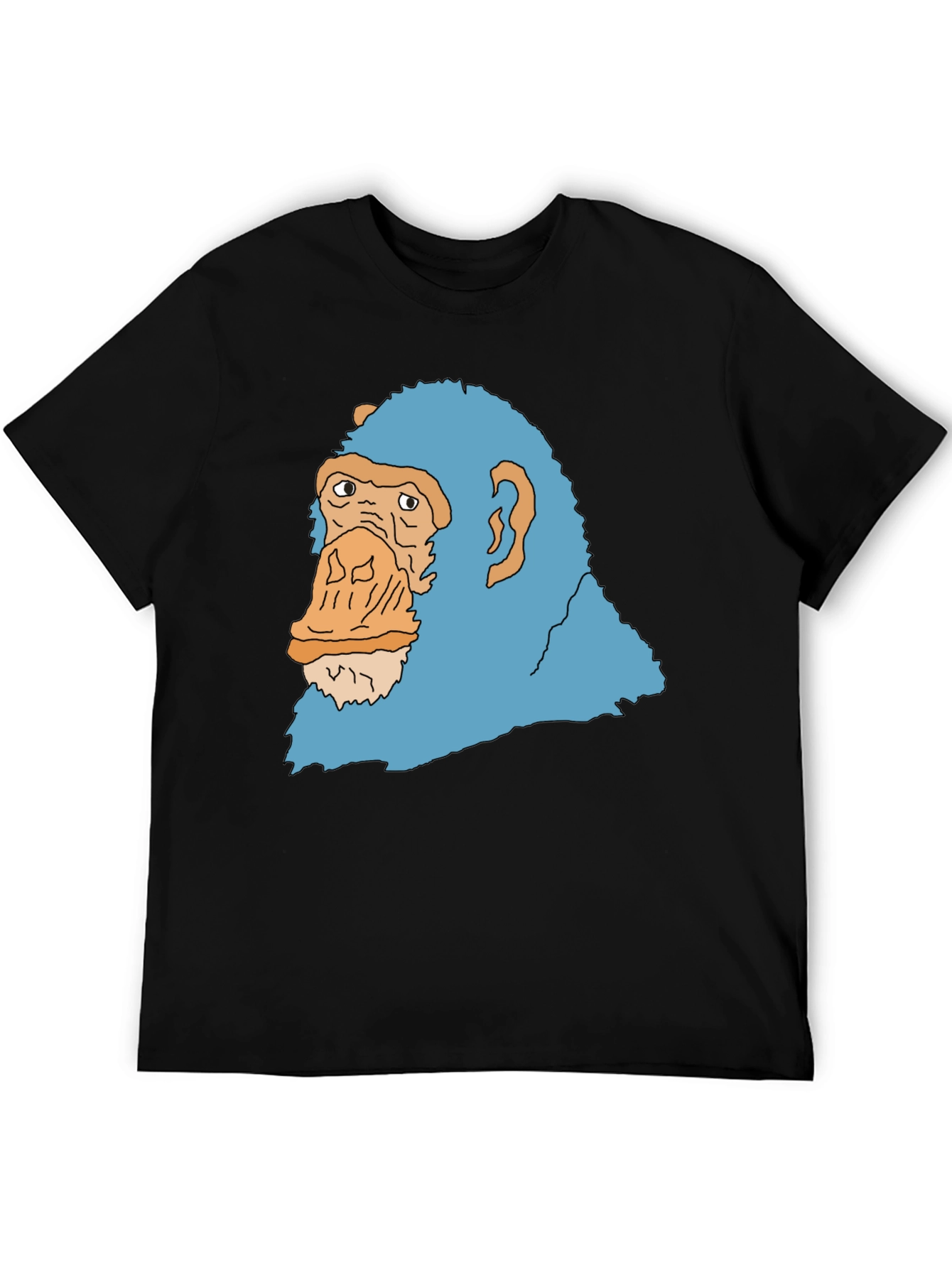 Black Blue Monkey Graphic Black T-Shirt view 5