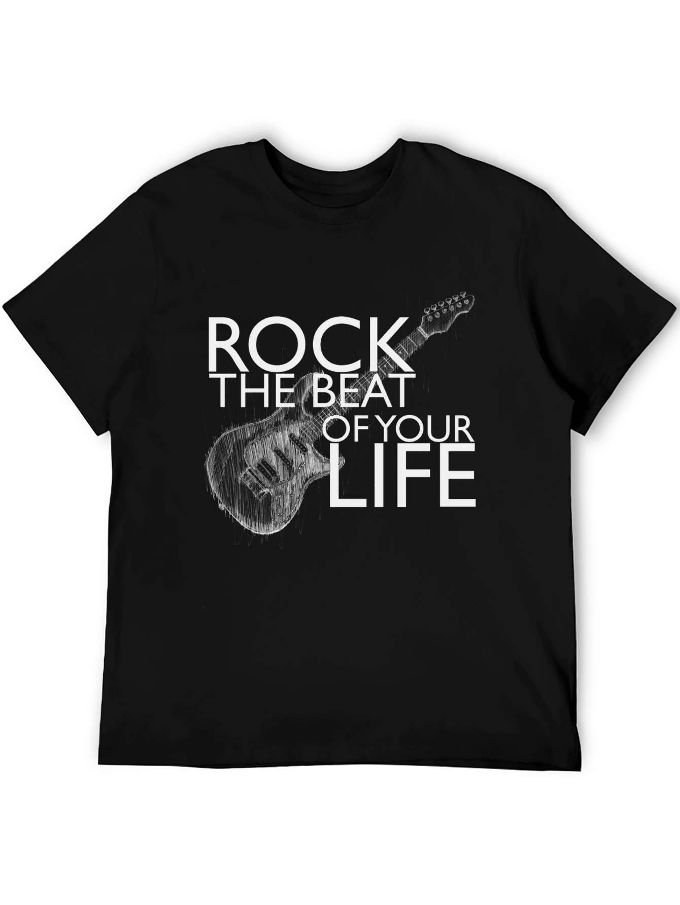 Black Rock the Beat Guitar Graphic Tee - Black view 5