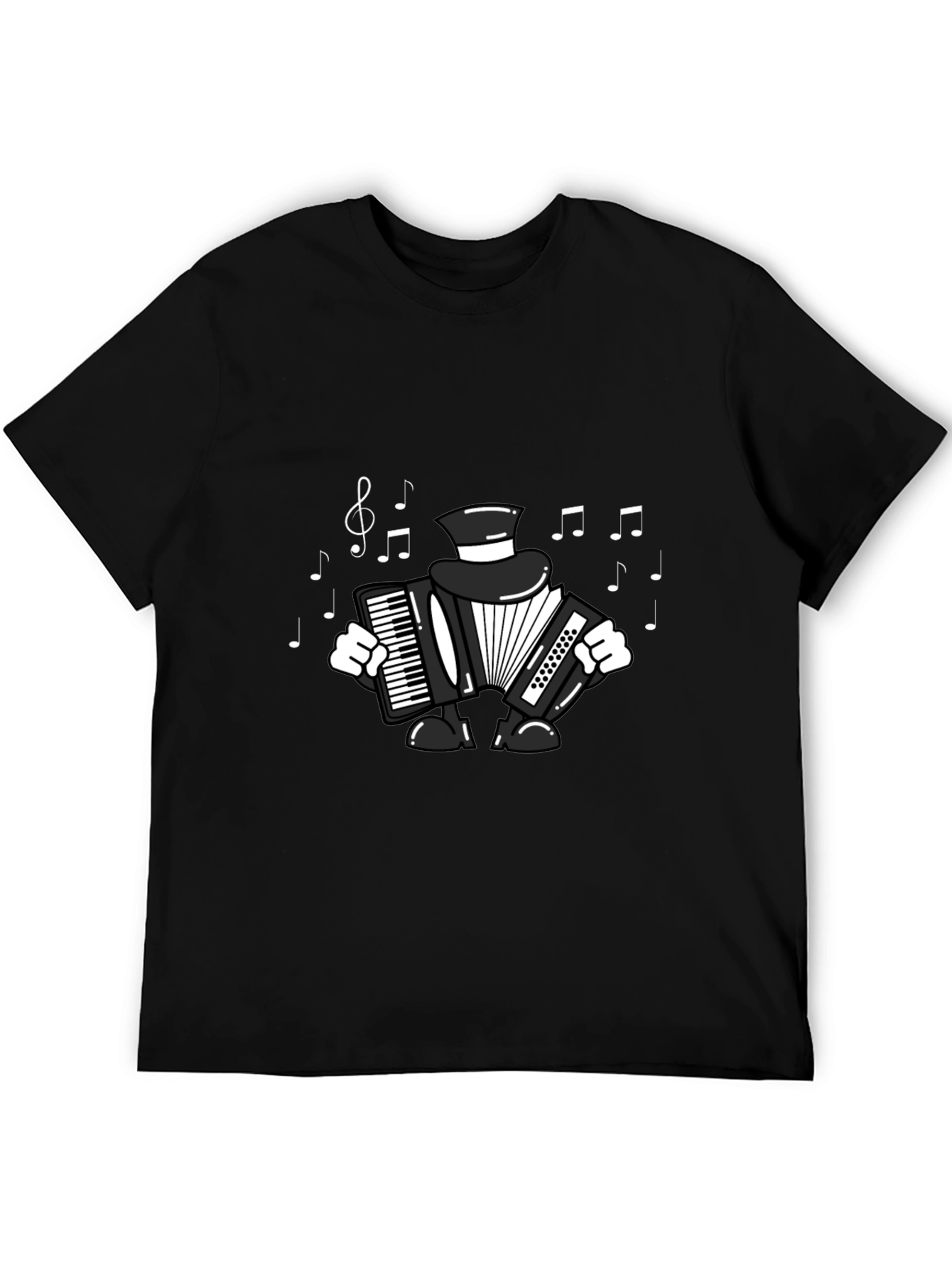 Black Accordion Player T-Shirt - Musical Design view 5