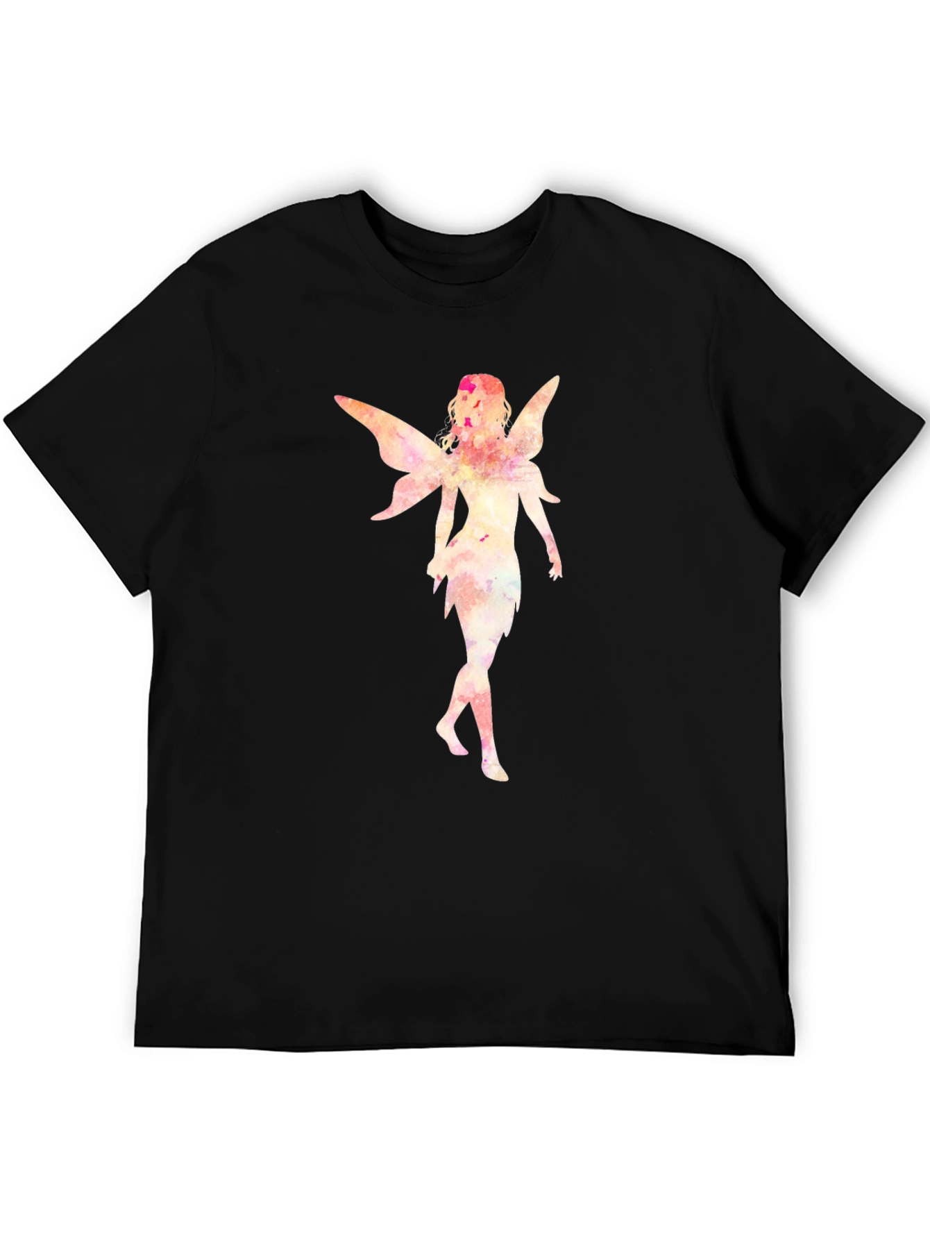 Black Fairy Graphic Tee - Black Cotton Casual Shirt view 5