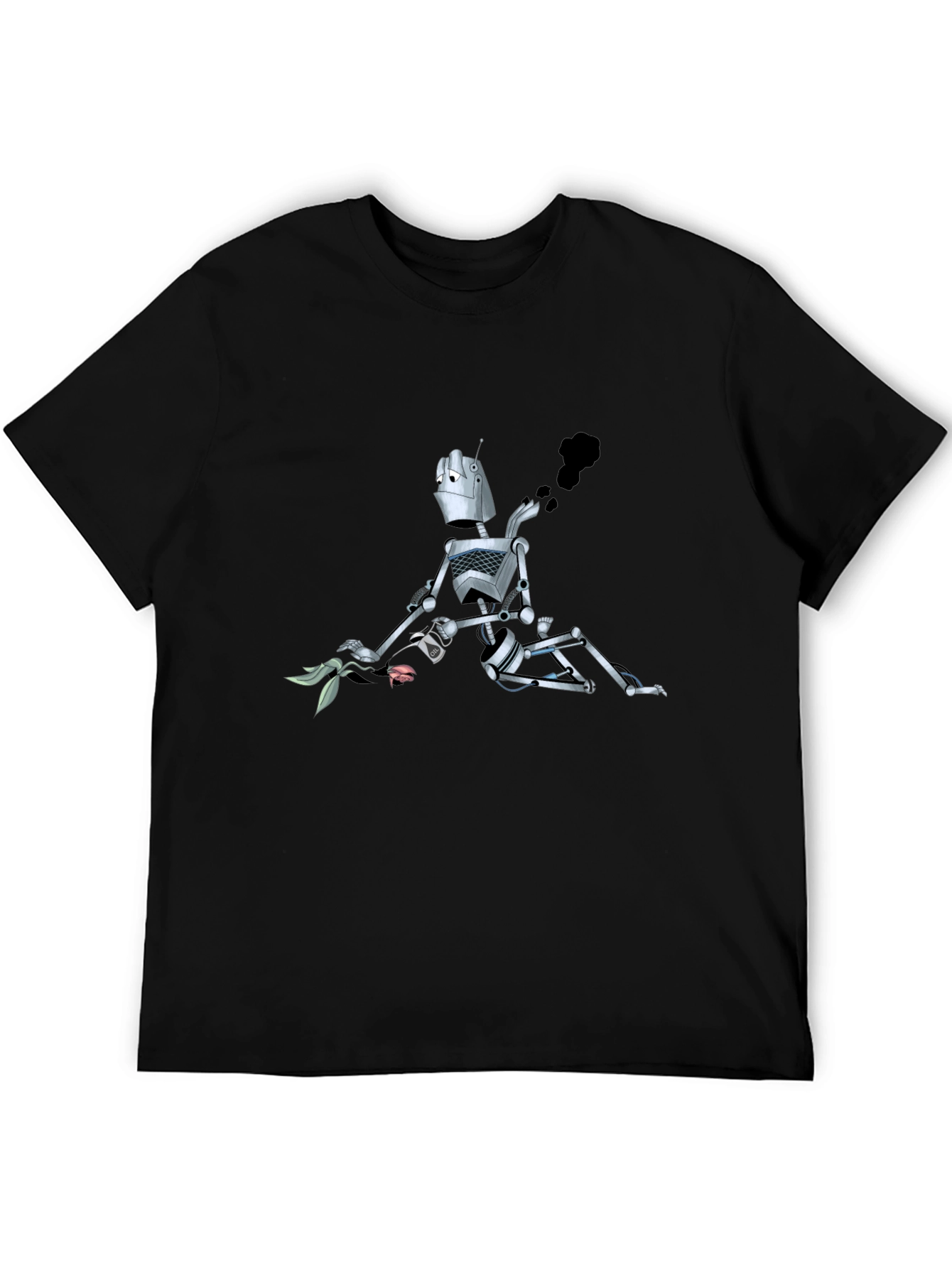 Black Robot with Flower Graphic Tee - Black view 5