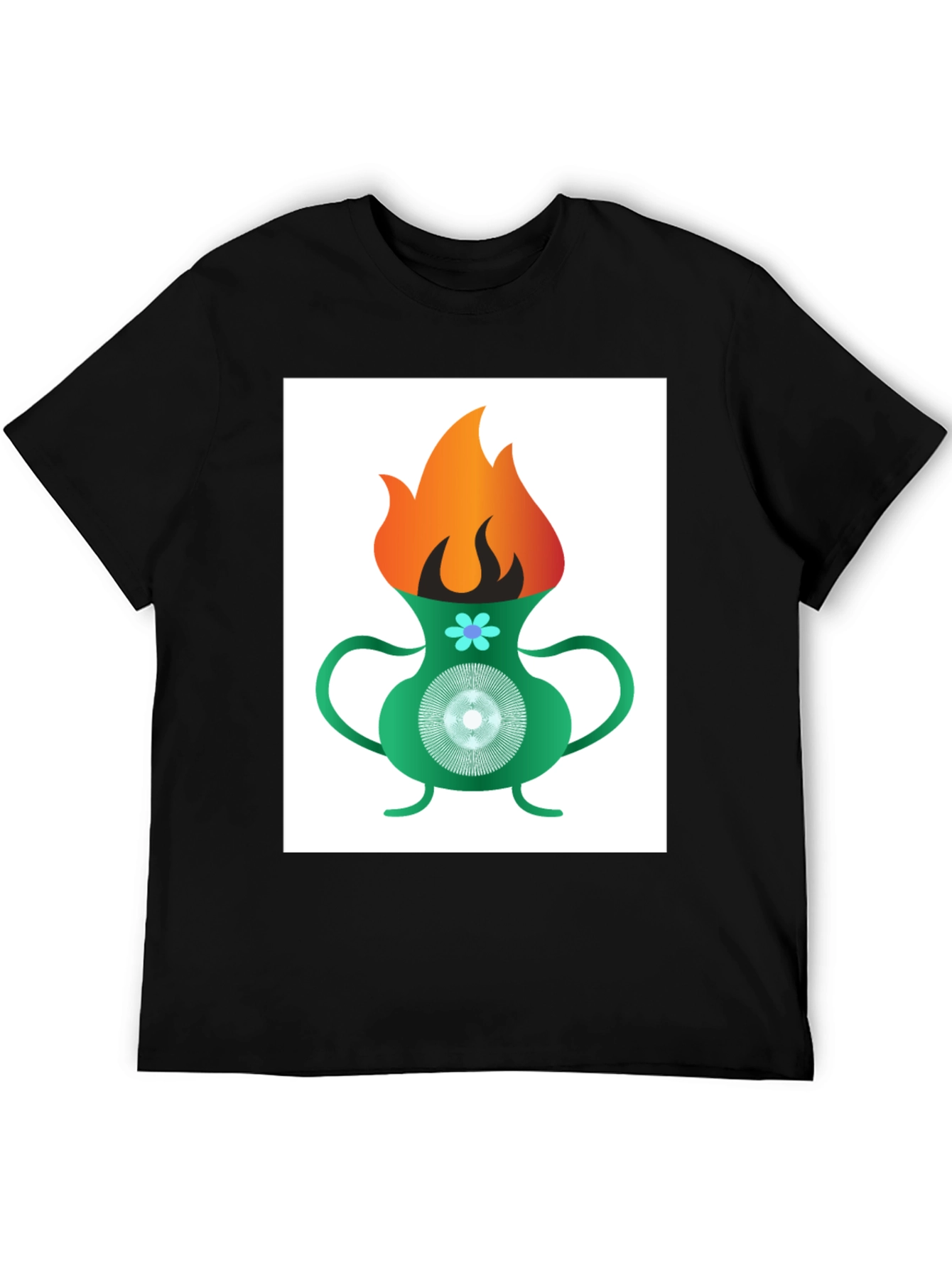Black Funky Flame Vase T-Shirt - Unique Graphic Tee view 5