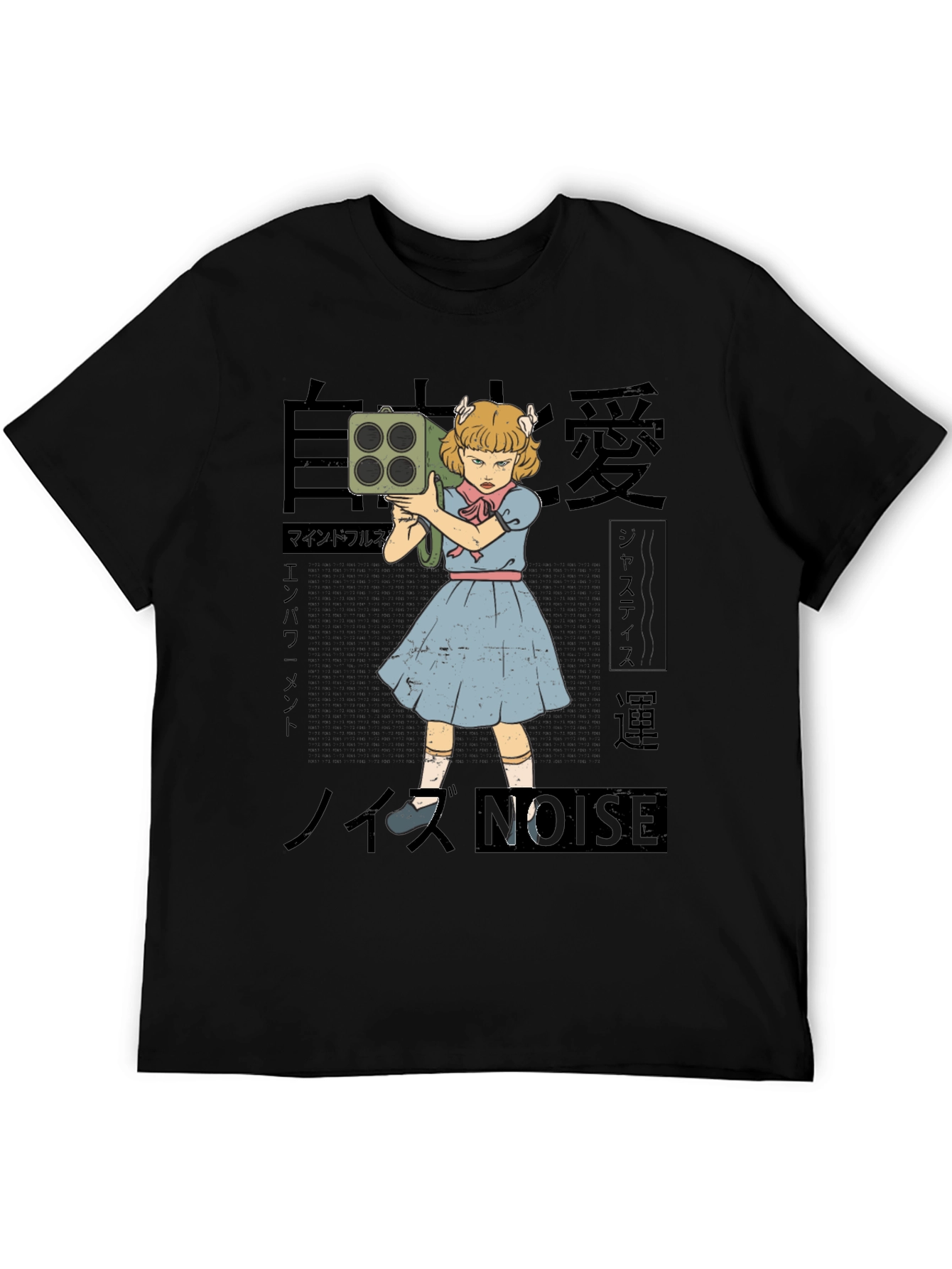 Black Noise Girl Graphic T-Shirt - Edgy Japanese Inspired Tee view 5