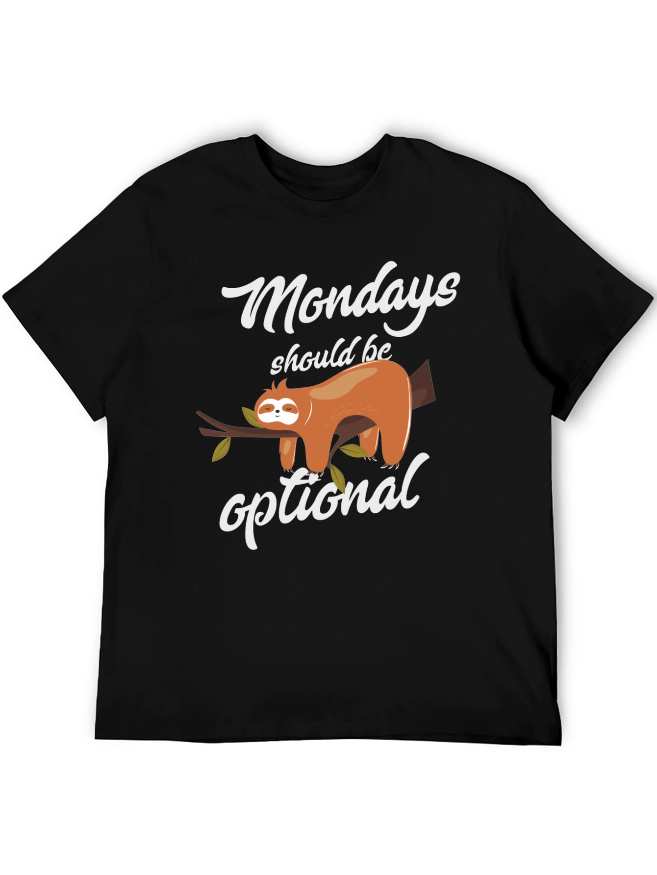 Black Funny Mondays Optional Sloth T-Shirt view 5
