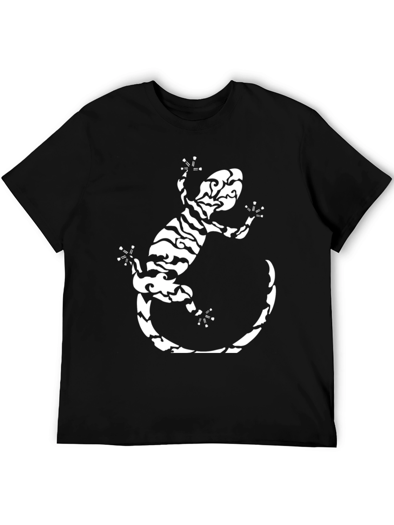 Tribal Gecko Graphic Tee - Stylish Black T-Shirt - 5