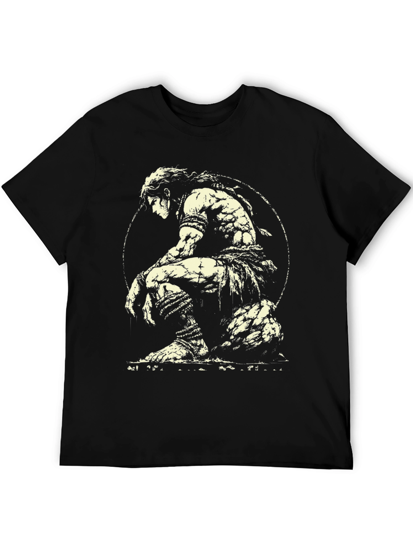 Black Warrior Graphic Tee - Black Cotton T-Shirt view 5