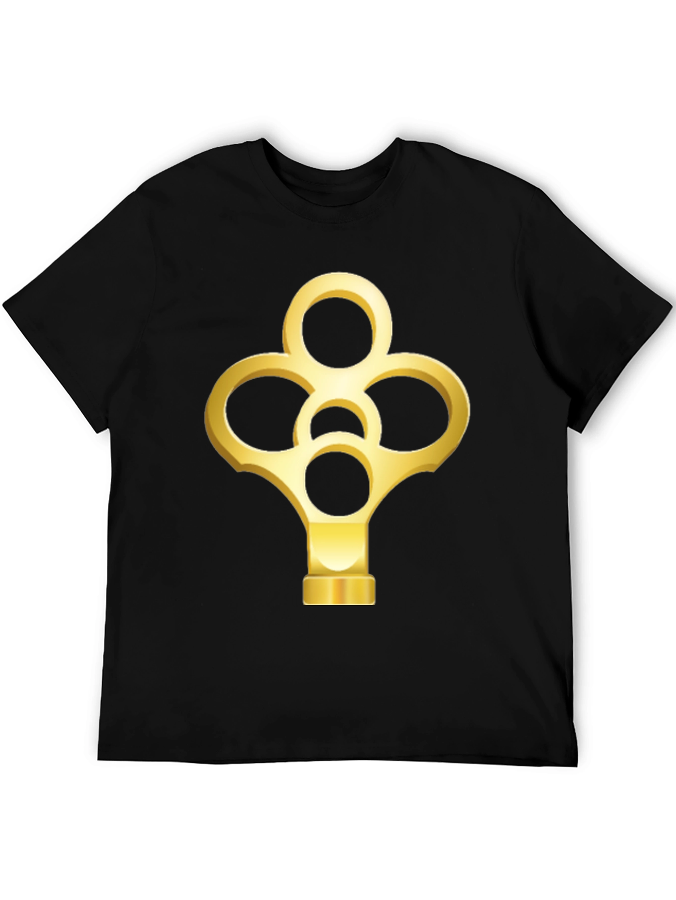 Black Golden Key Graphic Black T-Shirt view 5