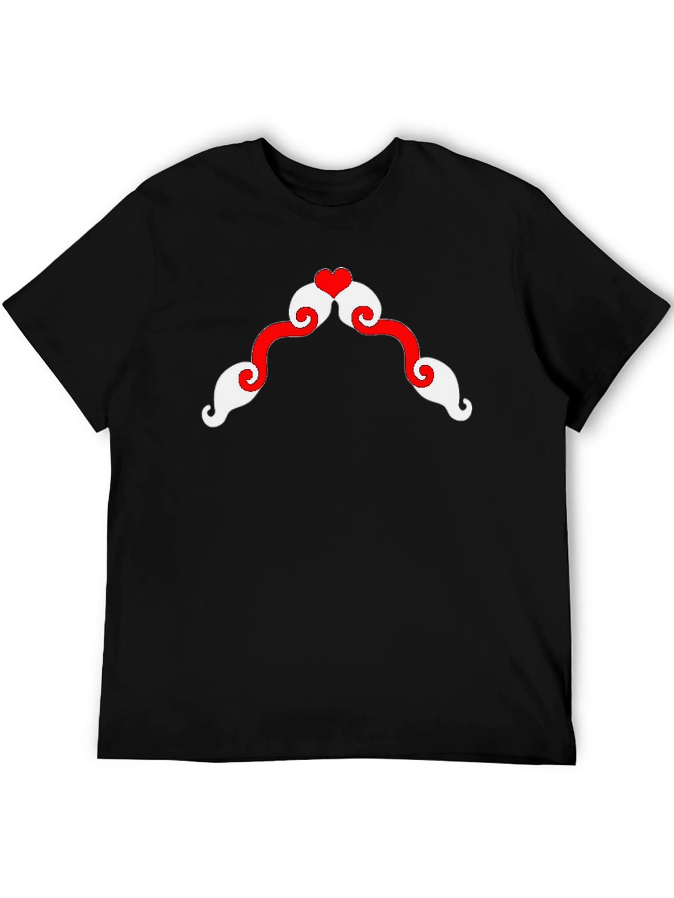 Black Whimsical Mustache Heart Graphic Tee view 5