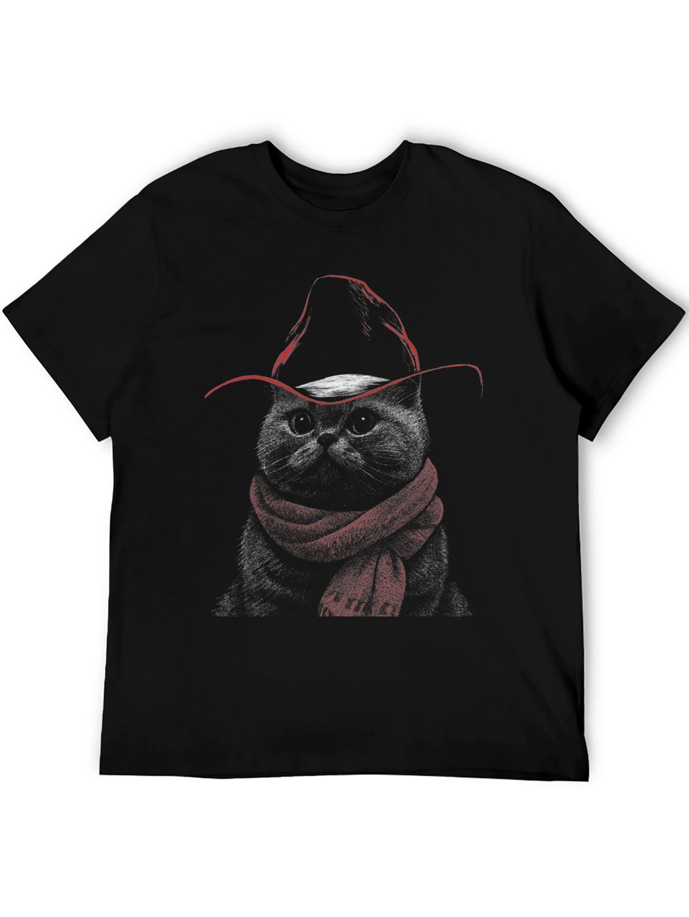 Black Cool Cat Cowboy T-Shirt - Unisex view 5