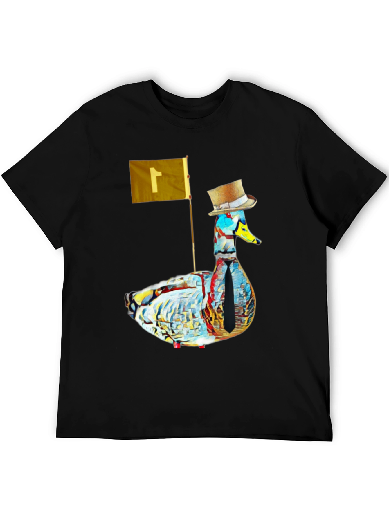 Black Duck with Top Hat Graphic Tee - Stylish Men's Black T-Shirt view 5