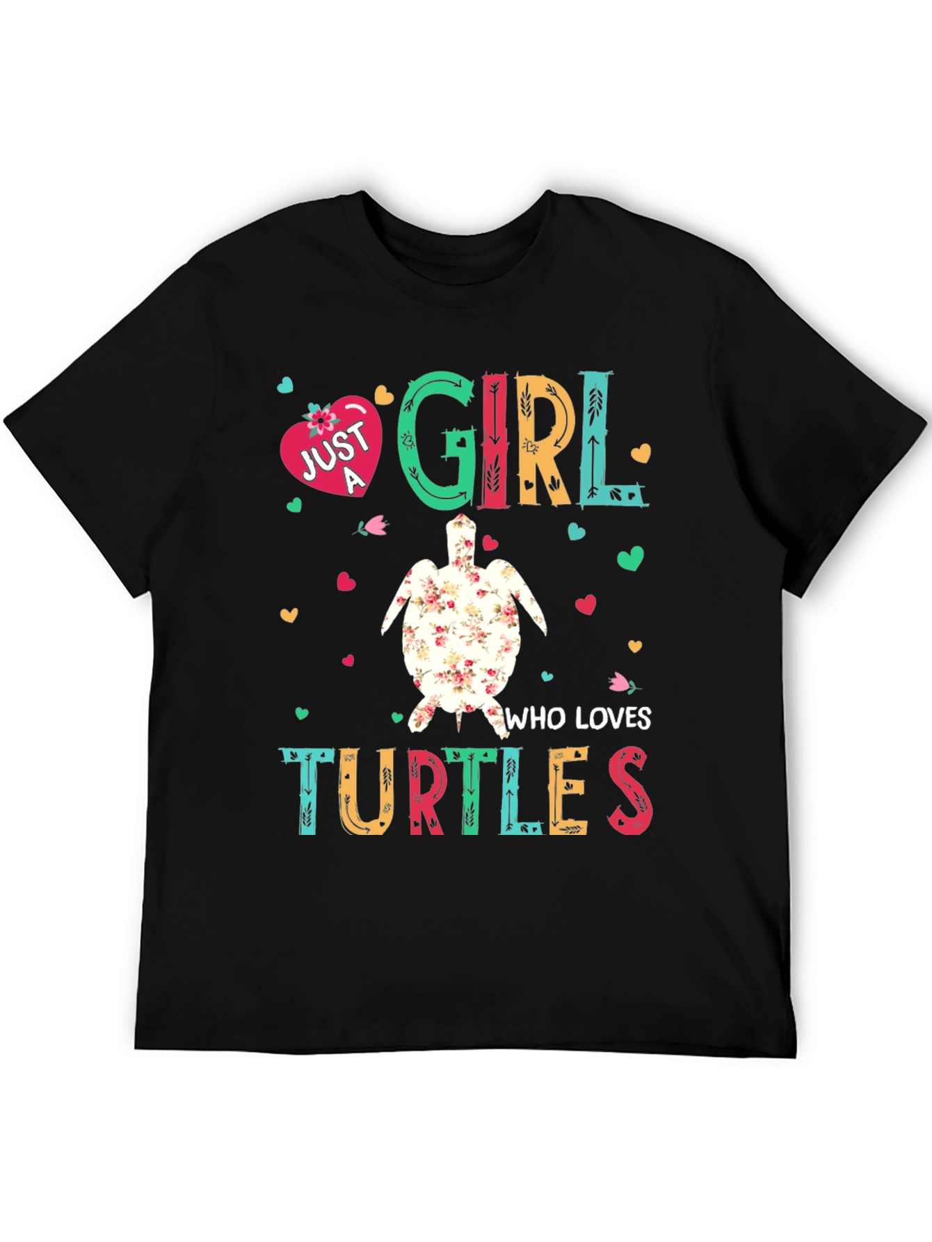 Black Just A Girl Who Loves Turtles T-Shirt view 5