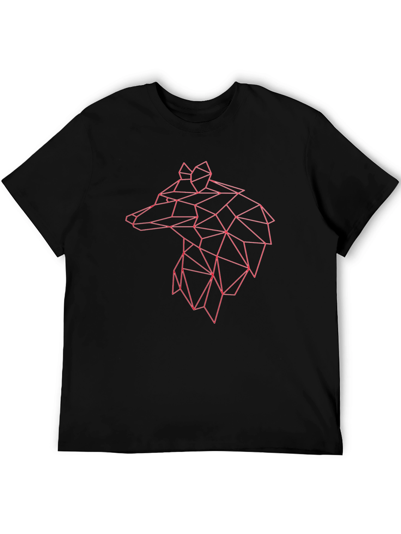 Black Geometric Wolf Head Graphic Tee - Black view 5
