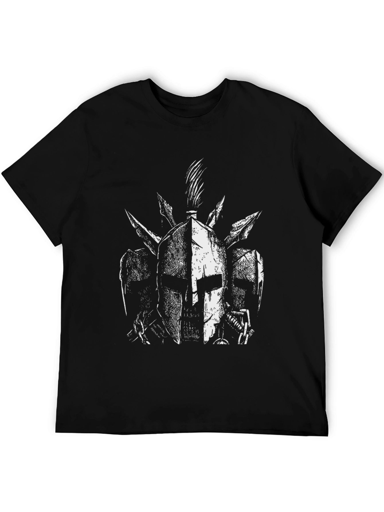 Black Spartan Helmet Graphic Tee - Black view 5