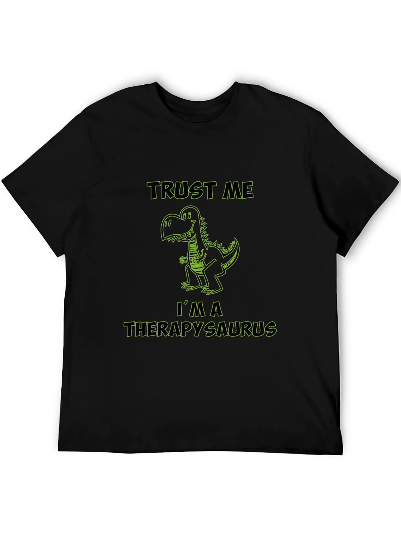 Black Therapysaurus T-Shirt - Trust Me, I'm a Dinosaur Therapist view 5