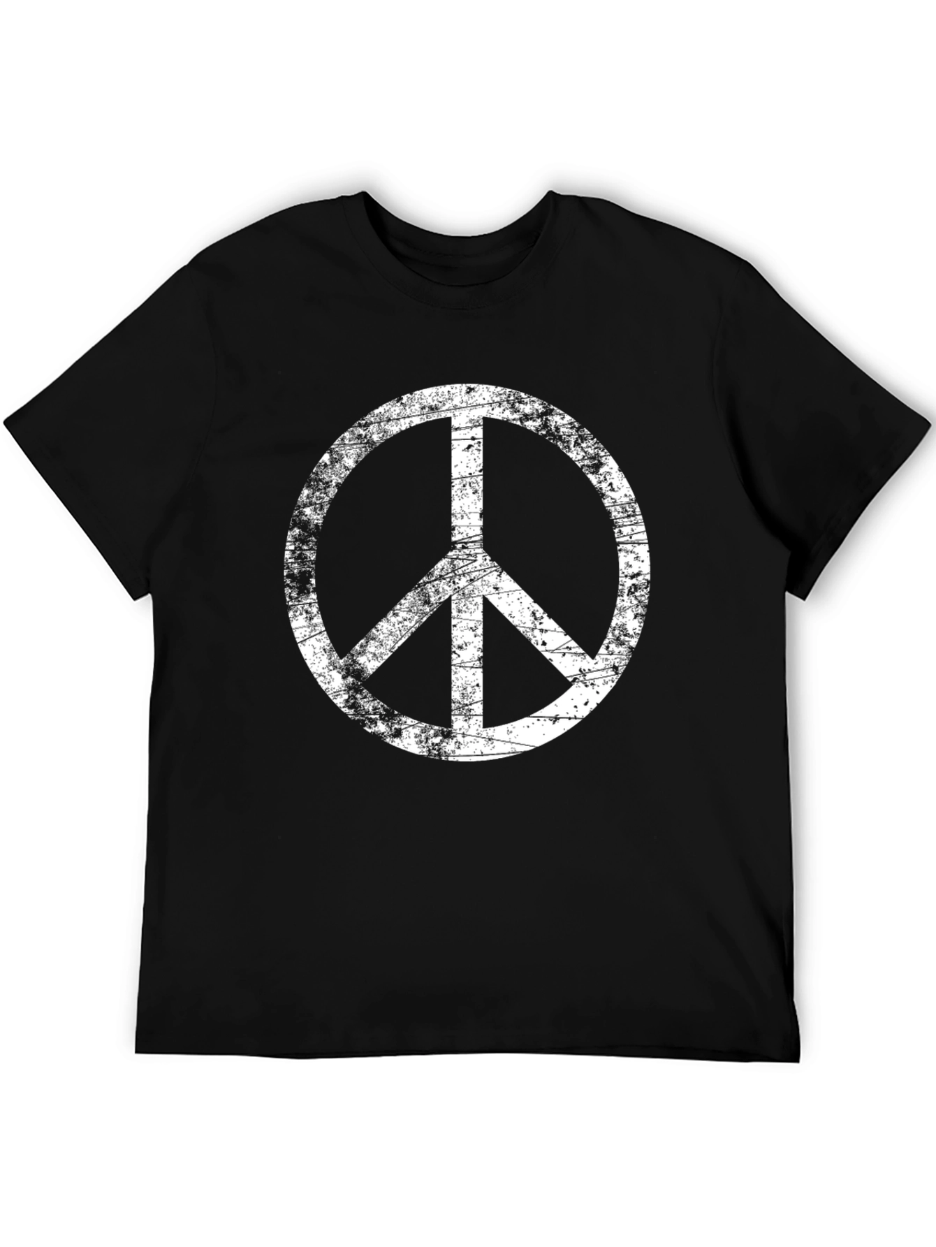 Black Distressed Peace Sign Black T-Shirt view 5