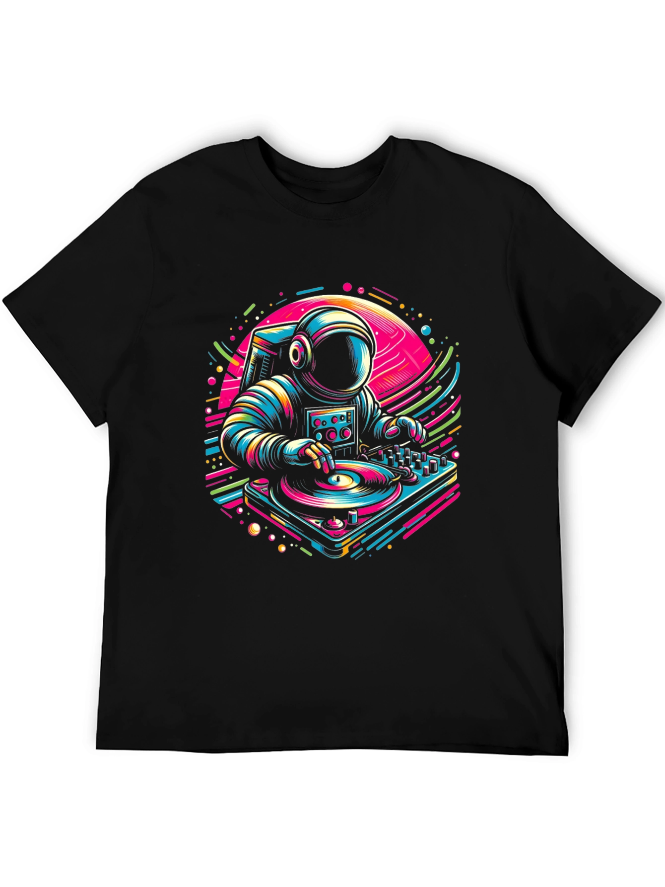 Black DJ Astronaut Graphic Tee - Space Beats view 5