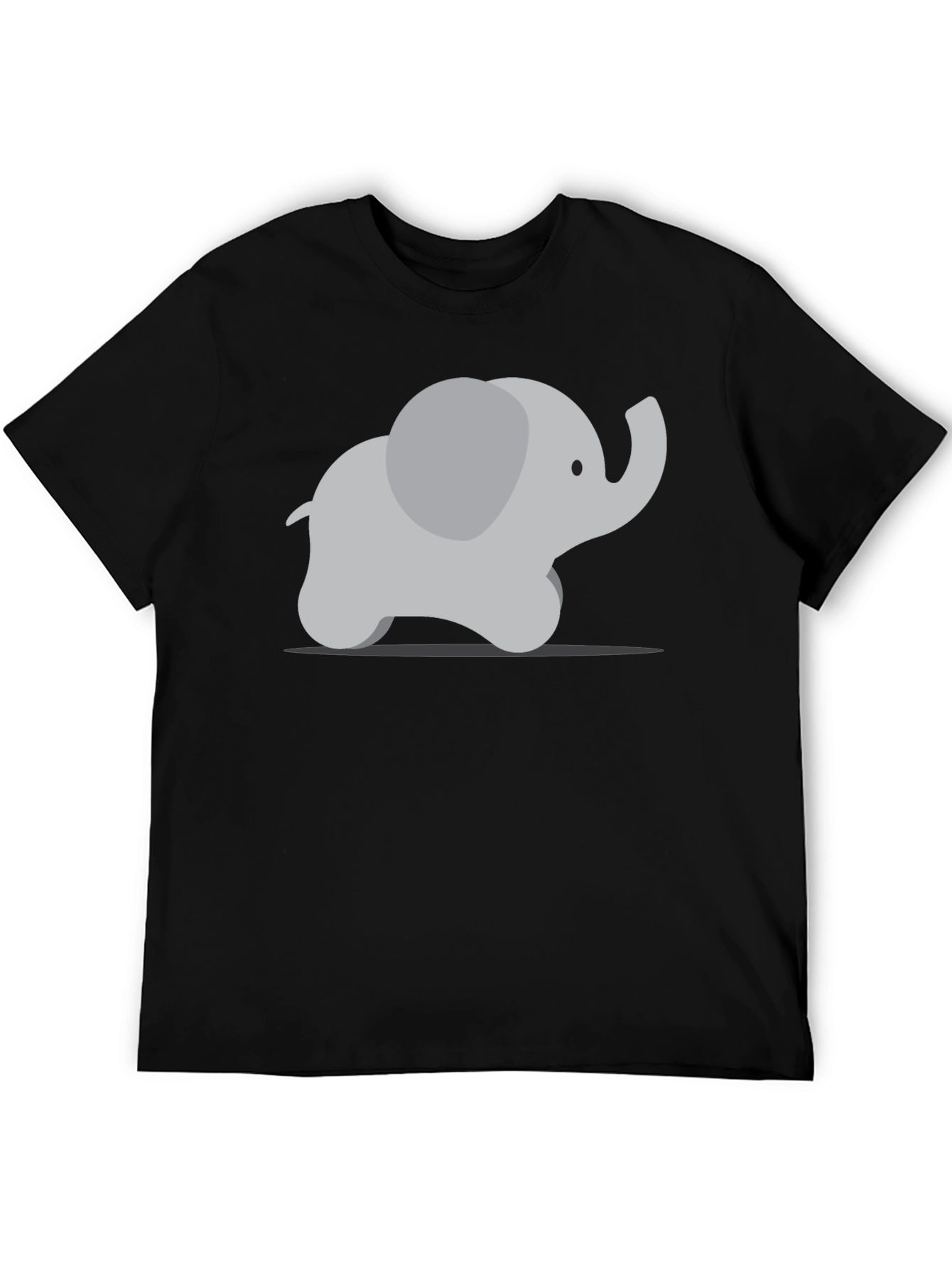 Black Cute Cartoon Elephant Graphic Tee - Black view 5