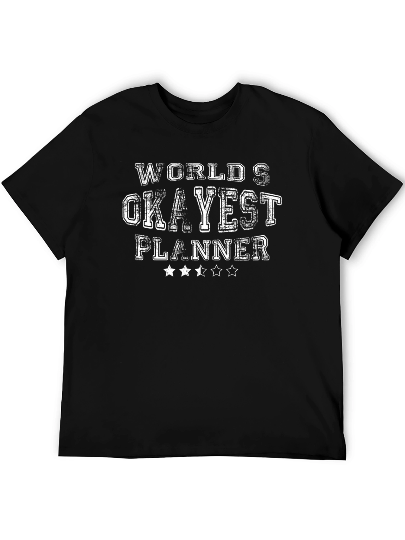 Black World's Okayest Planner Black T-Shirt view 5