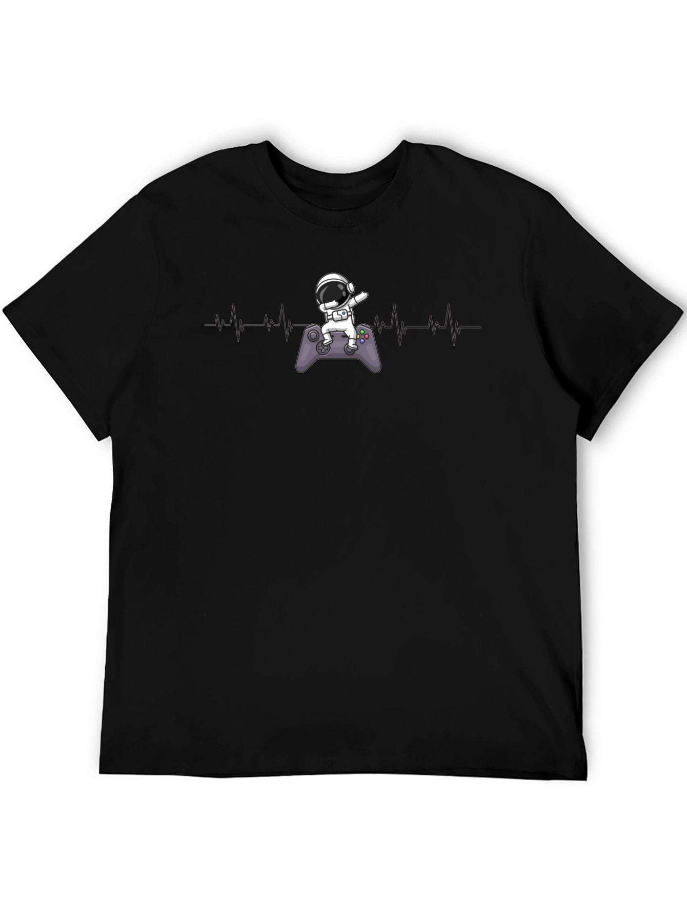 Black Astronaut Gamer T-Shirt - Black Cotton Tee view 5