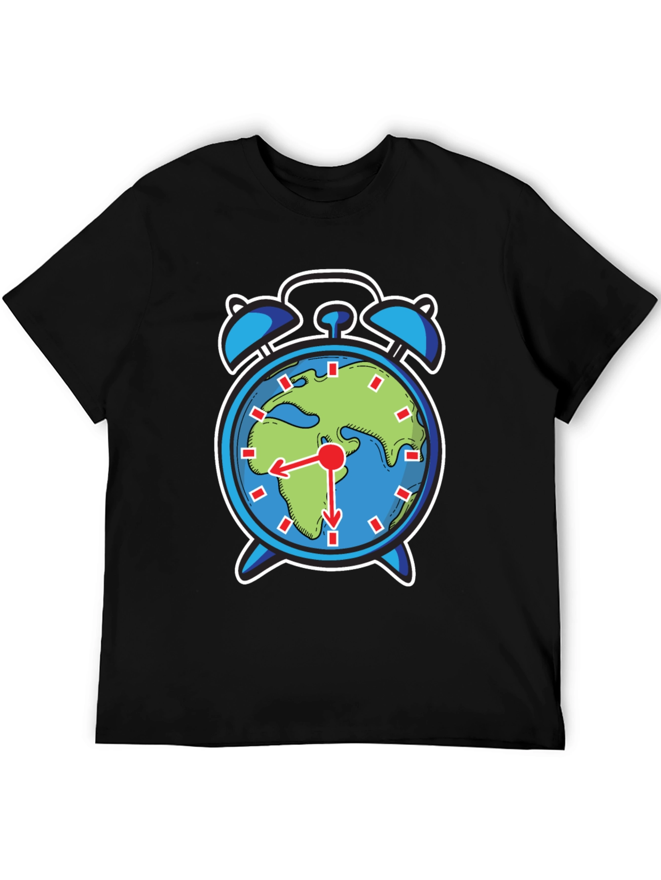 Black Earth Alarm Clock Graphic Tee - Time to Act! view 5