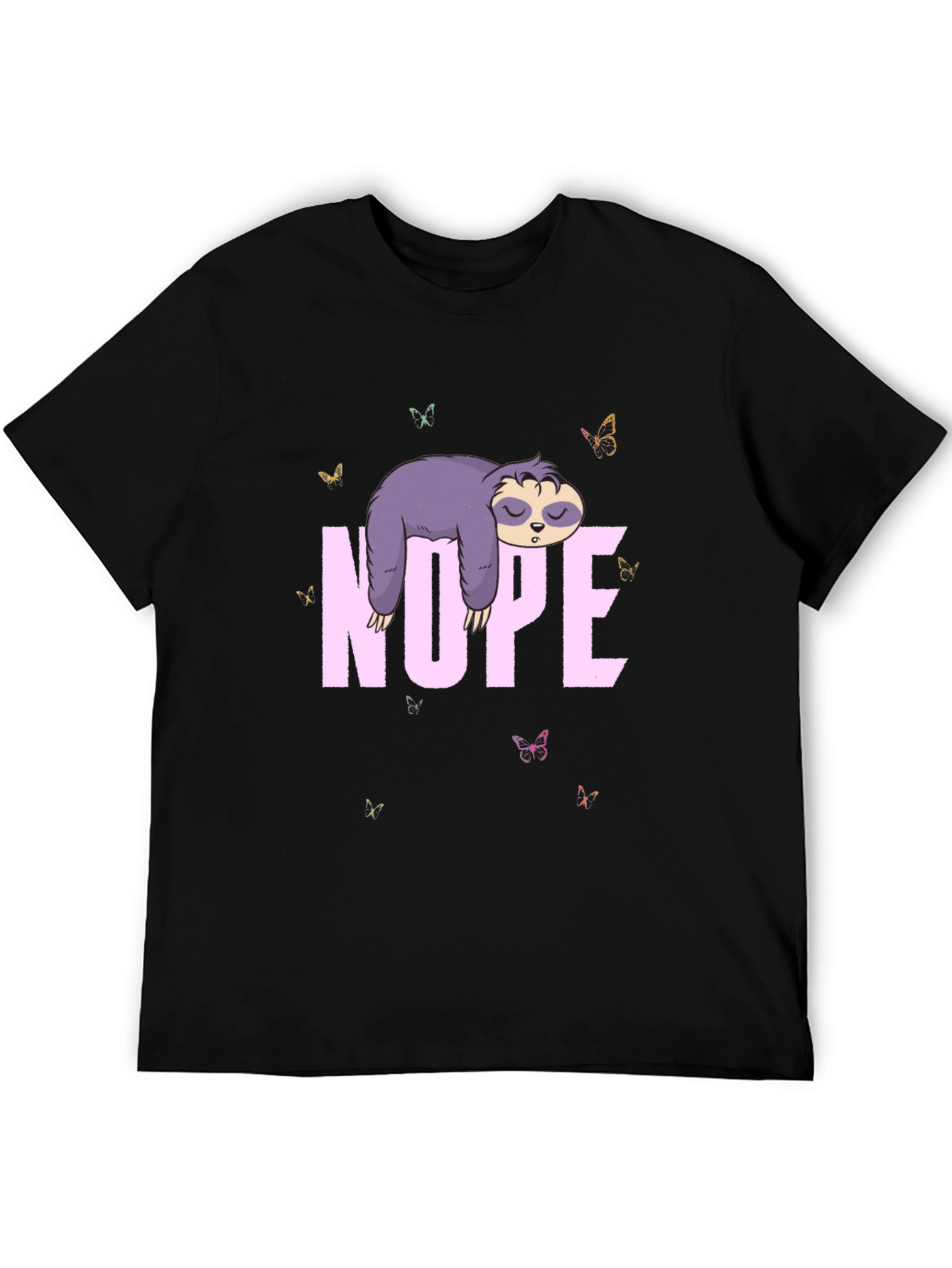 Black Nope Sloth Tee - Cute Lazy Animal T-Shirt view 5