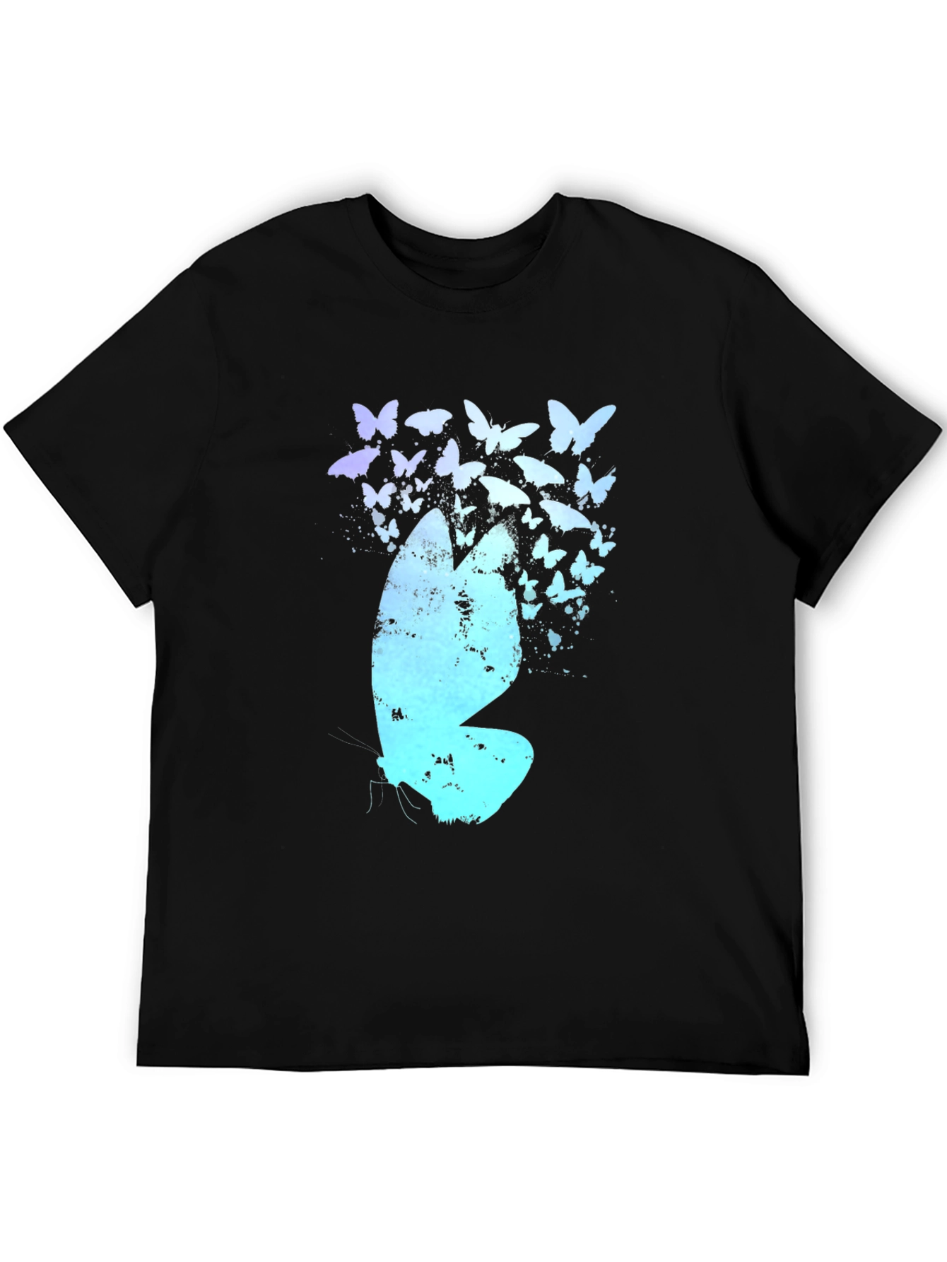 Black Butterfly Effect Graphic Tee - Black Cotton Blend Shirt view 5
