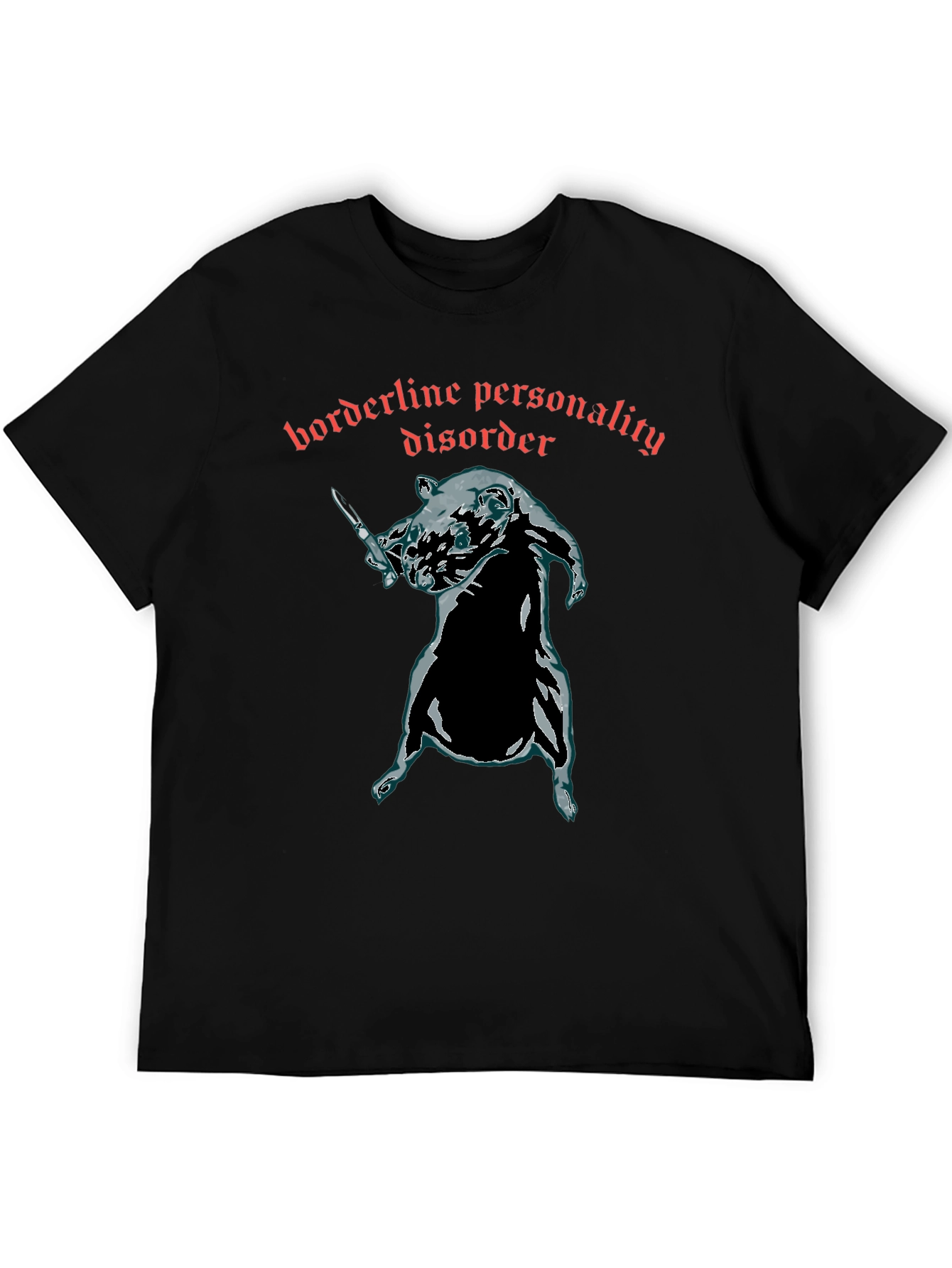 Black Borderline Personality Disorder Rat T-Shirt view 5
