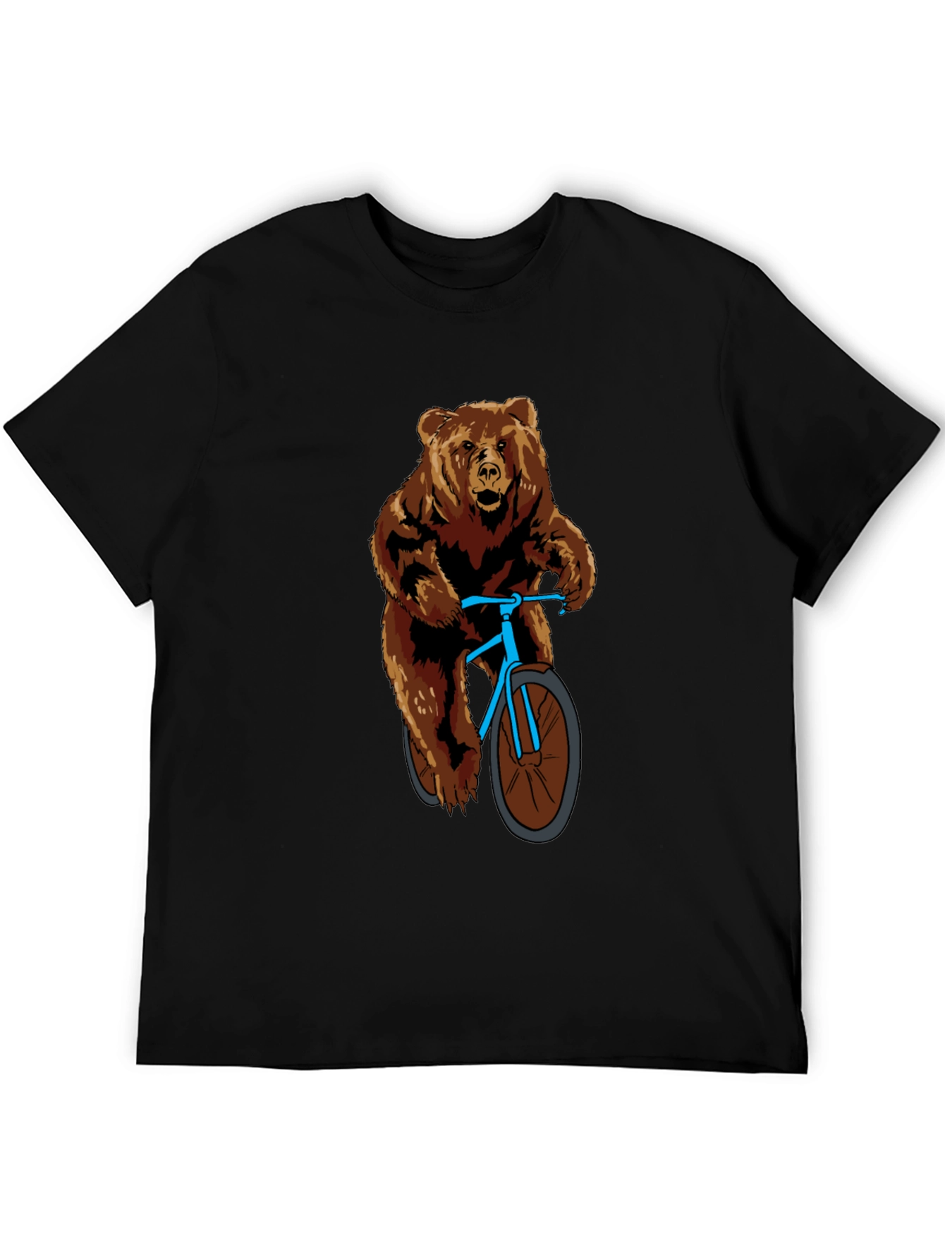 Black Bear on Bike Graphic T-Shirt - Cool Animal Tee view 5