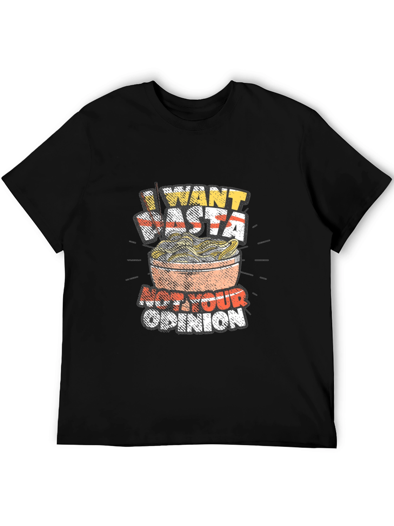 Black I Want Pasta Graphic T-Shirt - Funny Foodie Tee view 5