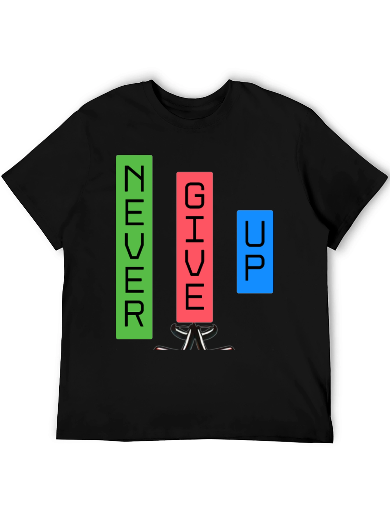 Black Never Give Up Graphic T-Shirt view 5
