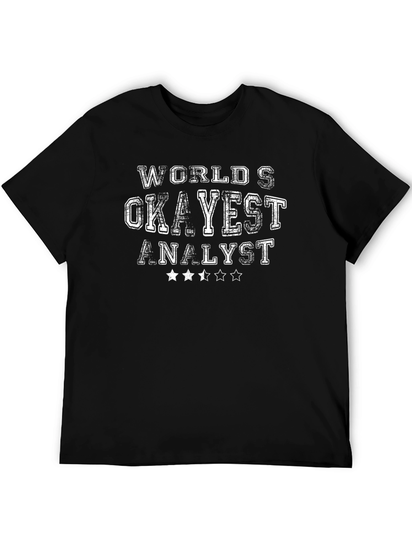 Black World's Okayest Analyst Men's Black T-Shirt view 5