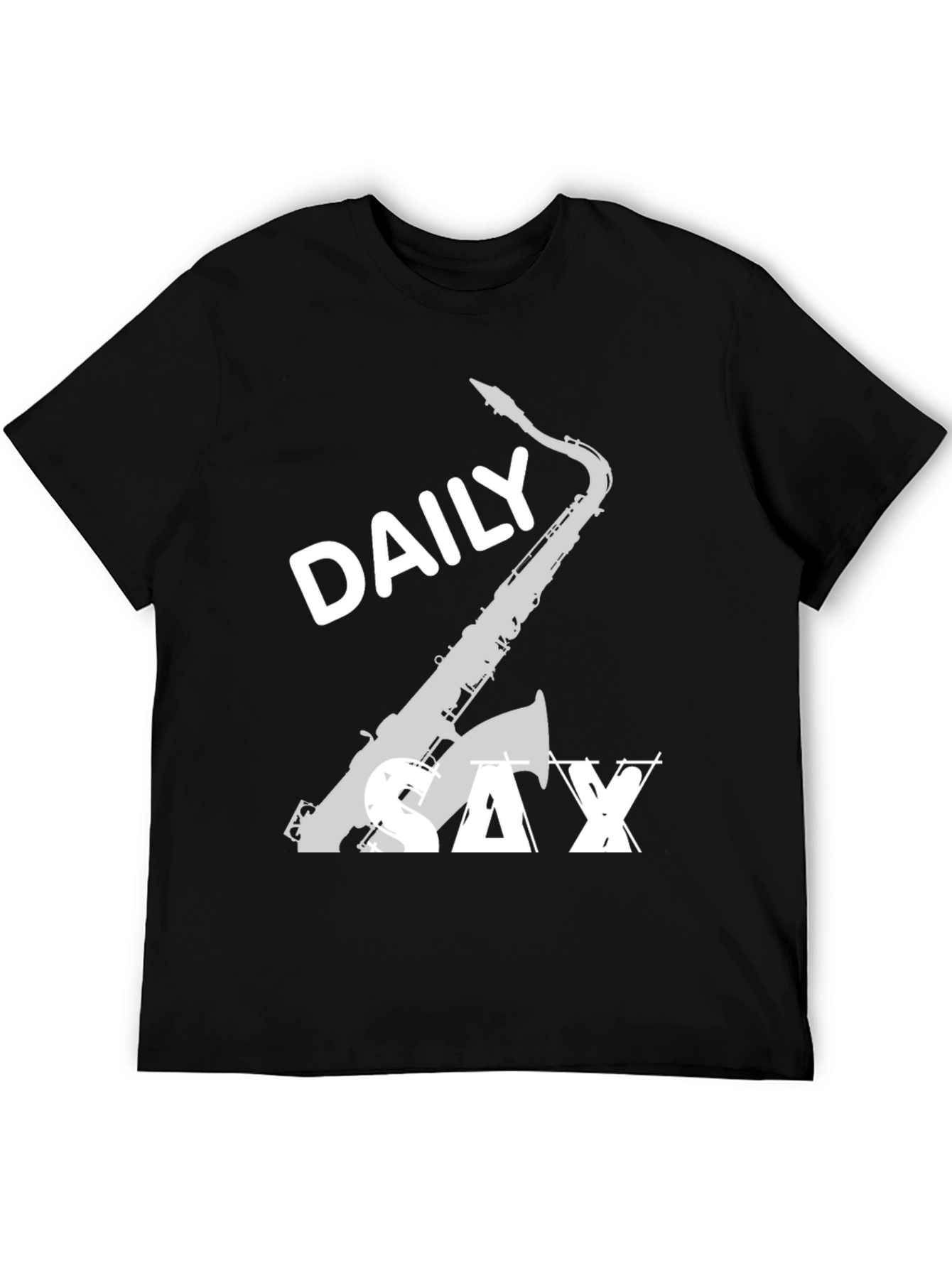 Black Daily Sax Black T-Shirt - Music Lover Tee view 5