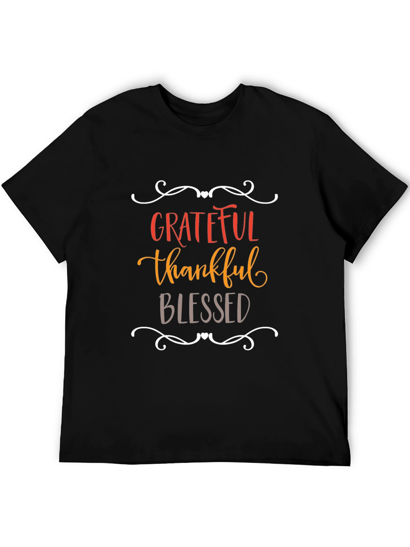 Black Grateful Thankful Blessed Graphic Tee - Soft Cotton Blend T-Shirt view 5