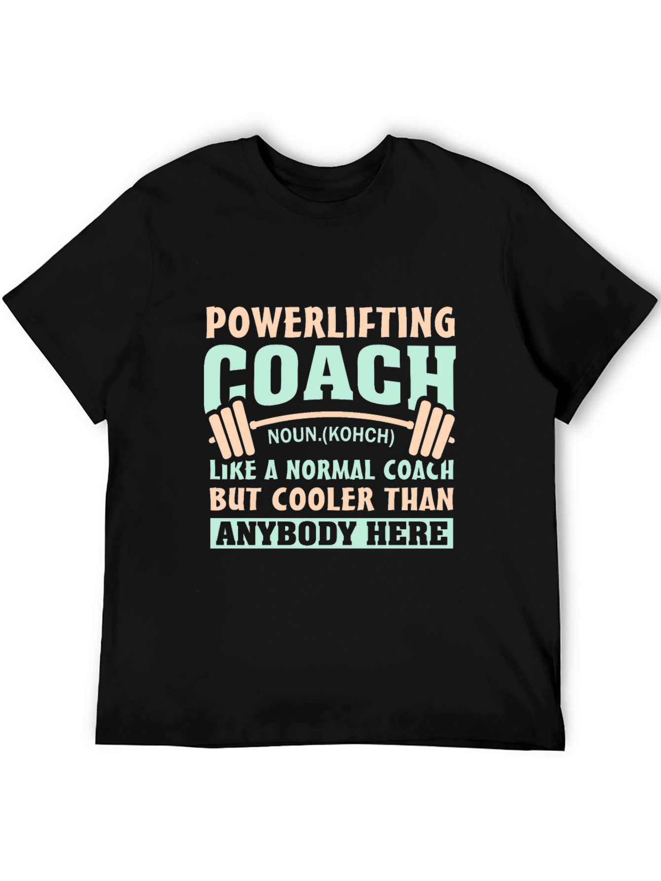 Black Powerlifting Coach Novelty Graphic T-Shirt view 5