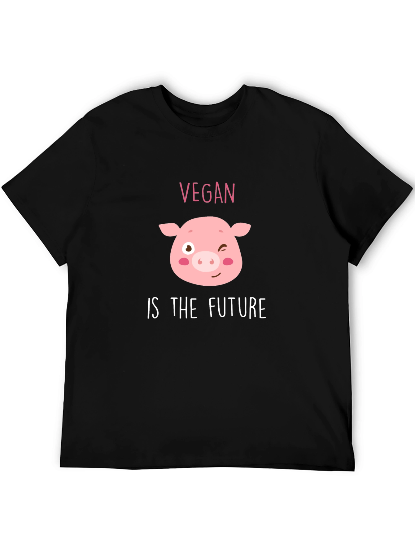 Black Vegan Pig T-Shirt - Vegan is the Future Tee view 5