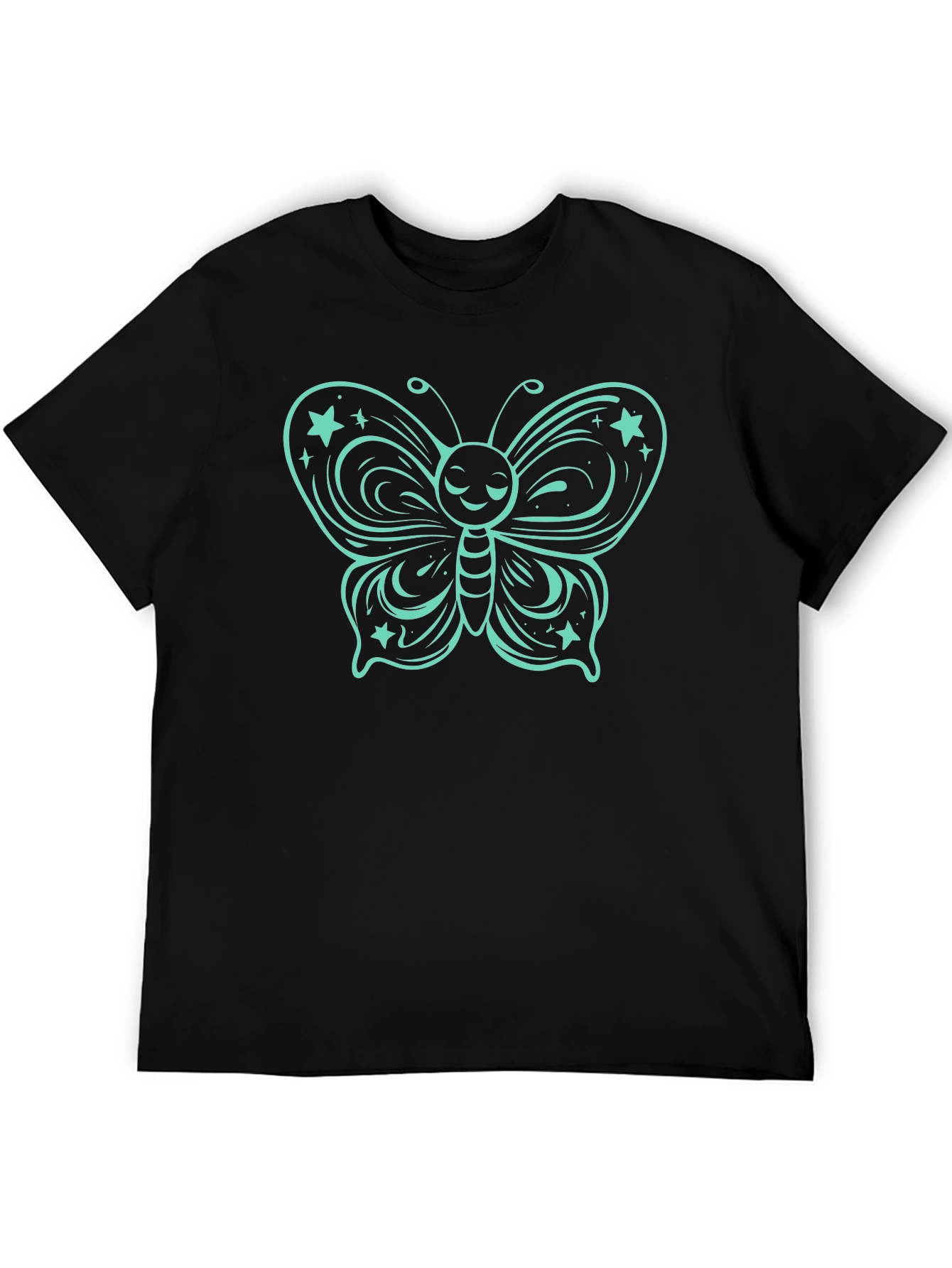 Black Butterfly Graphic Tee - Black Cotton T-Shirt view 5