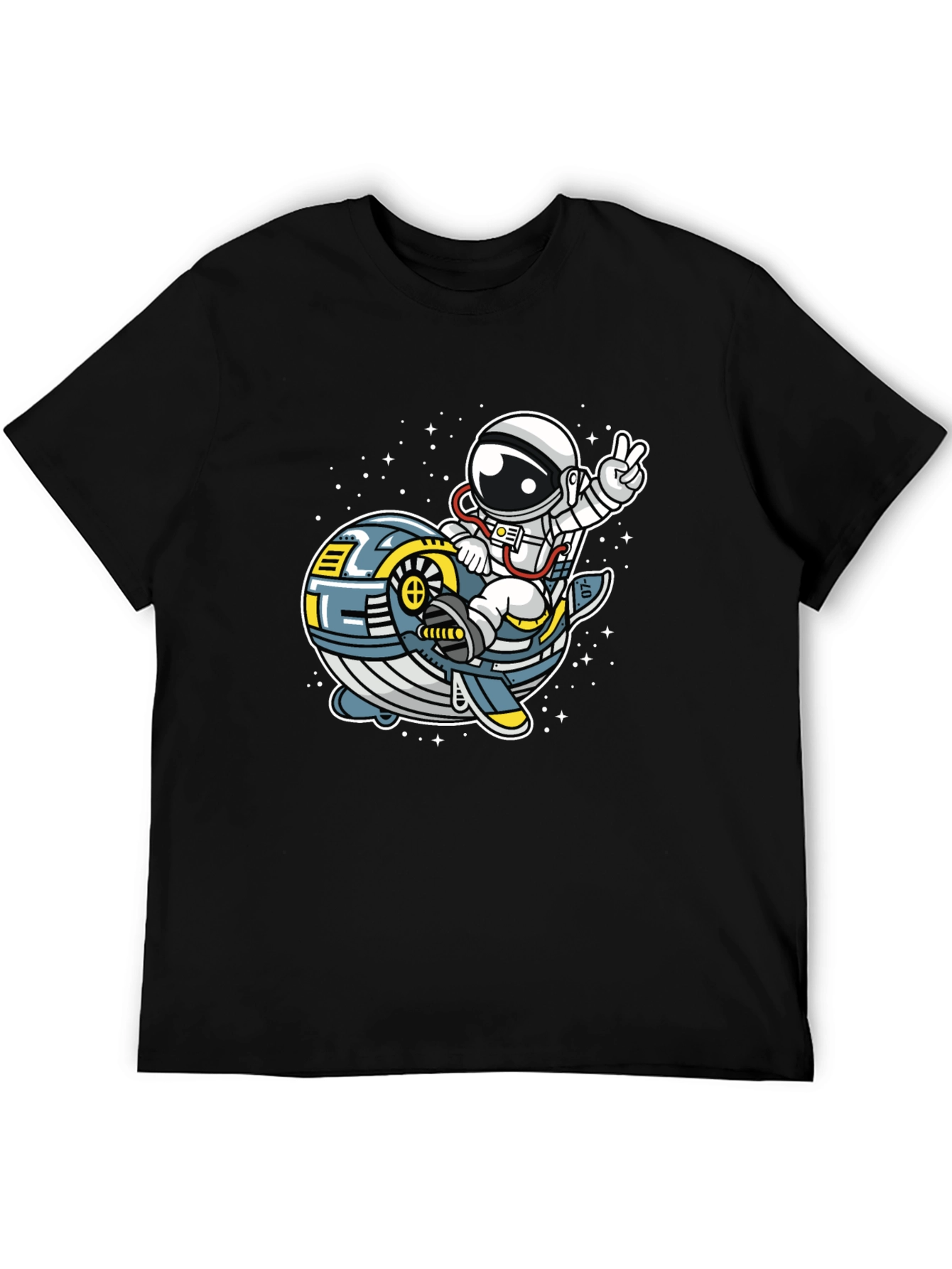 Black Astronaut Whale Space Ride T-Shirt view 5