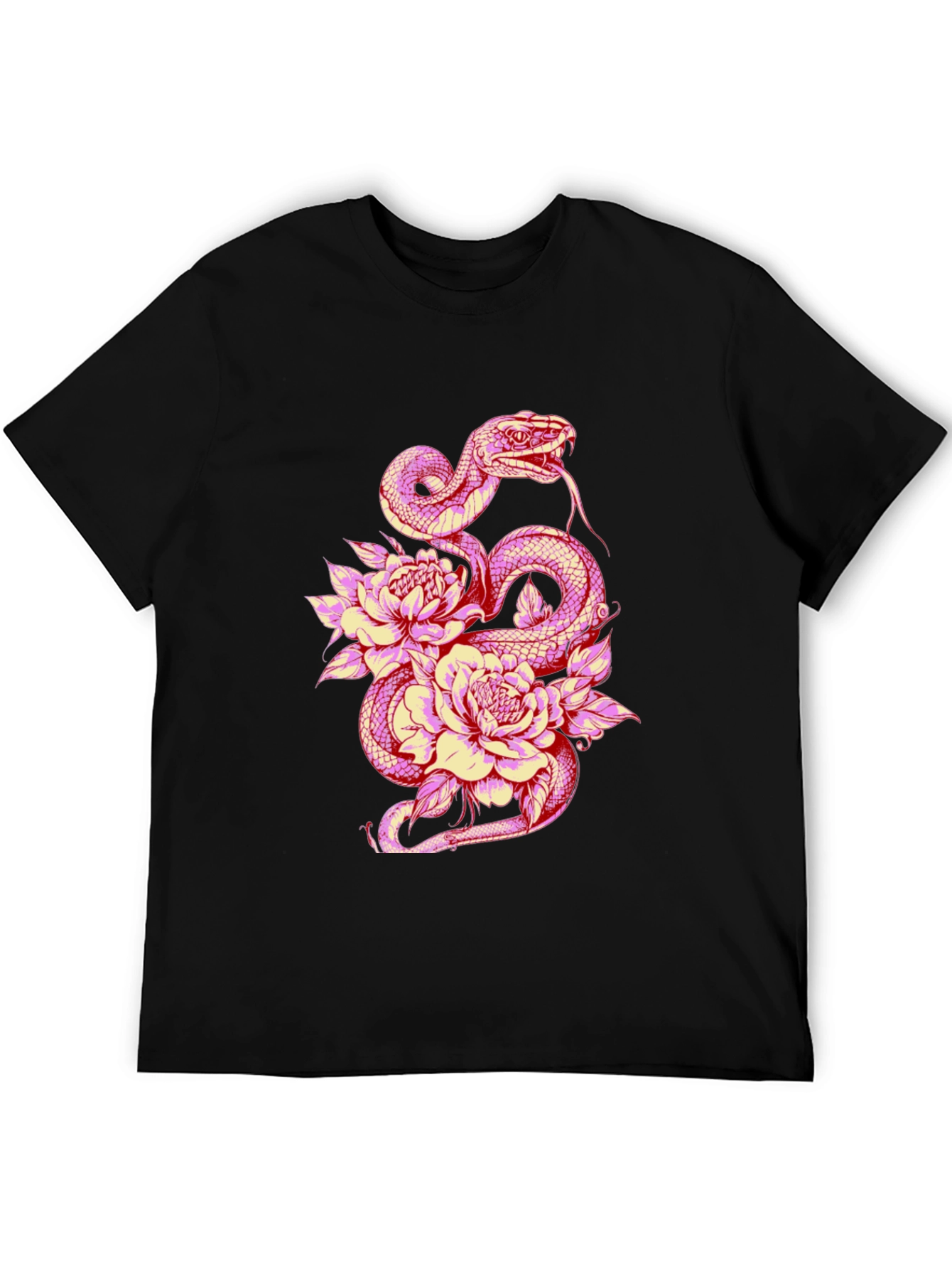 Black Snake & Flower Graphic Tee view 5