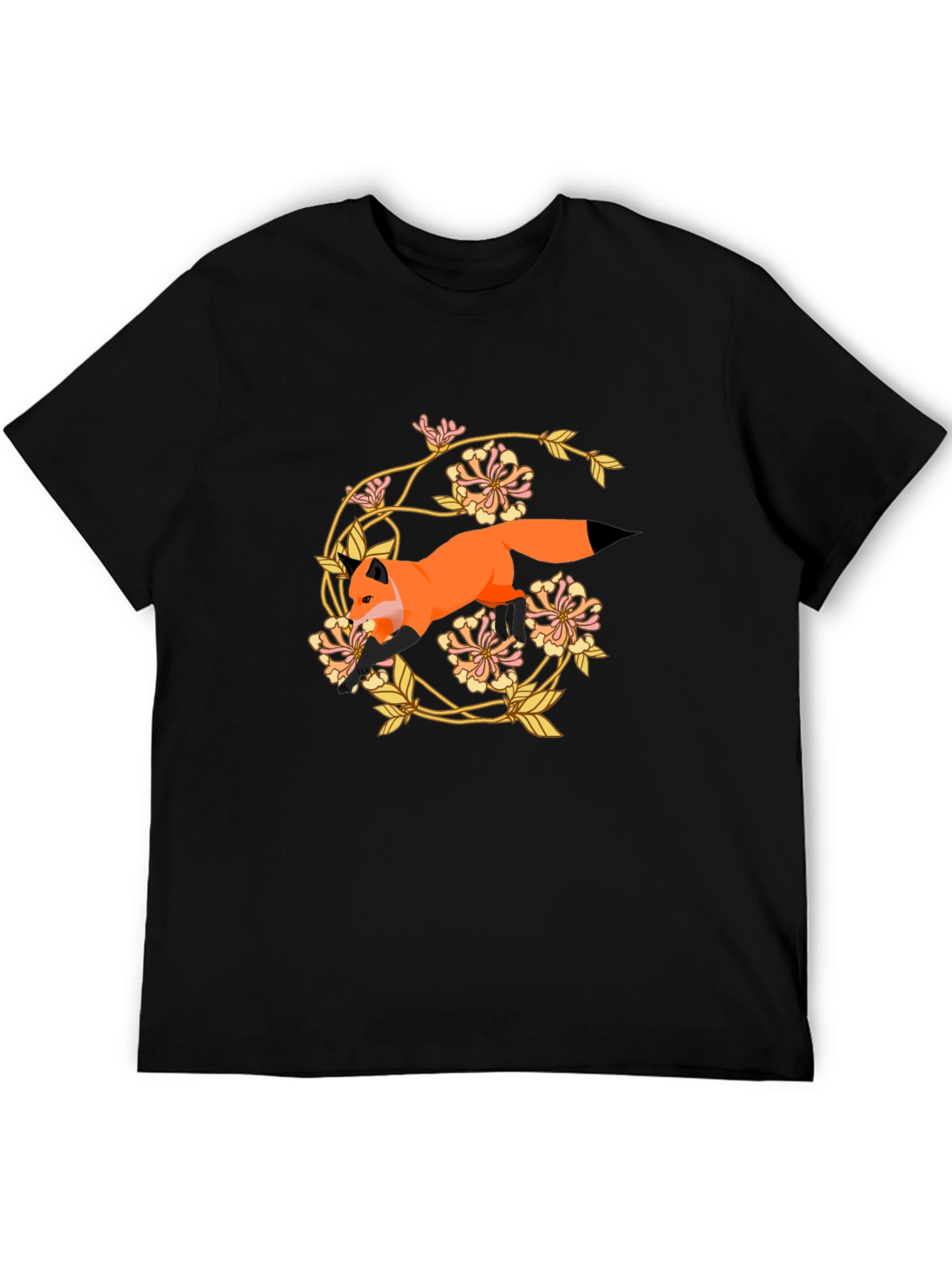 Black Fox and Floral Graphic Tee view 5