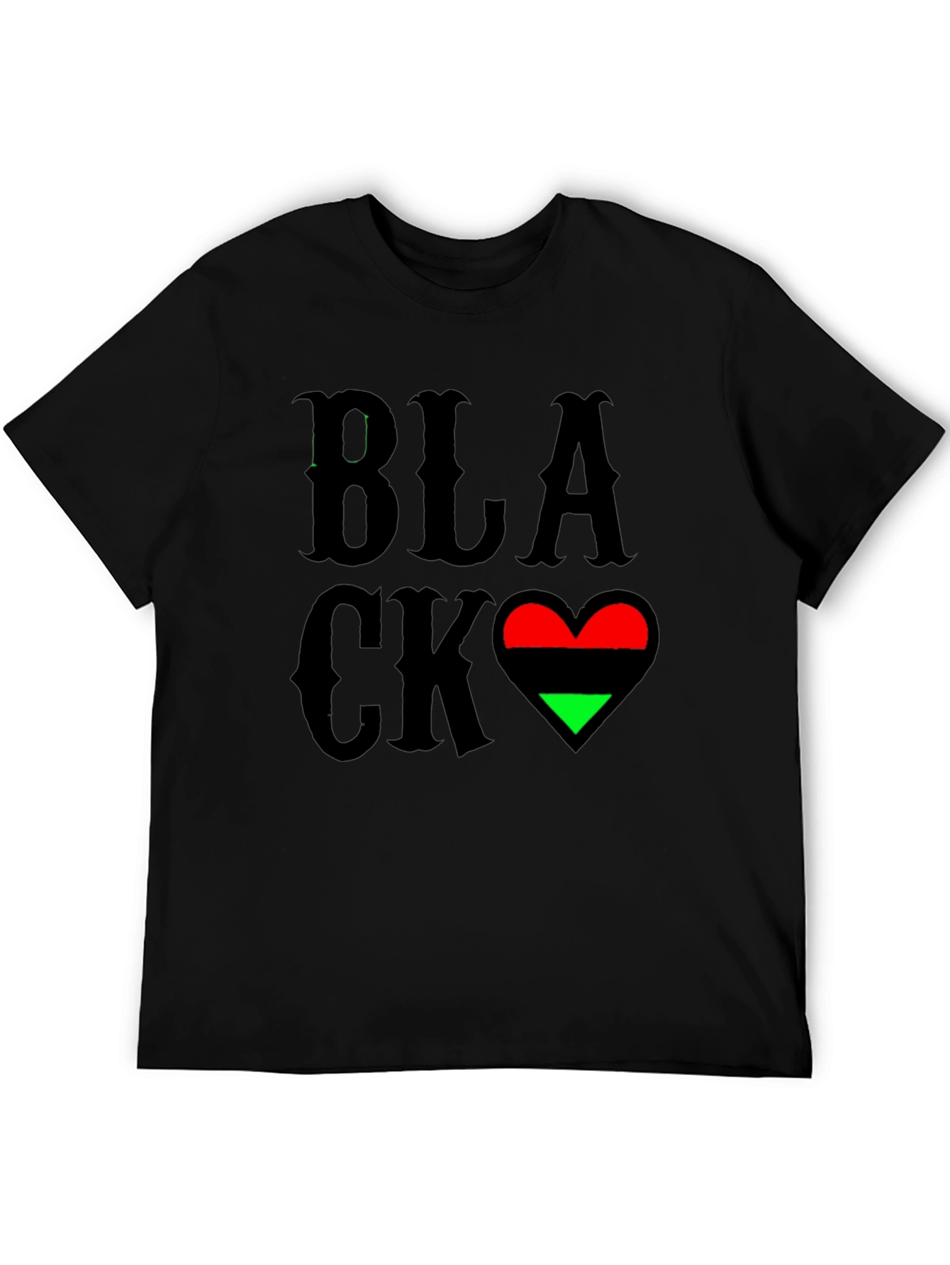 Black Black Love Heart T-Shirt - Pan-African Colors view 5