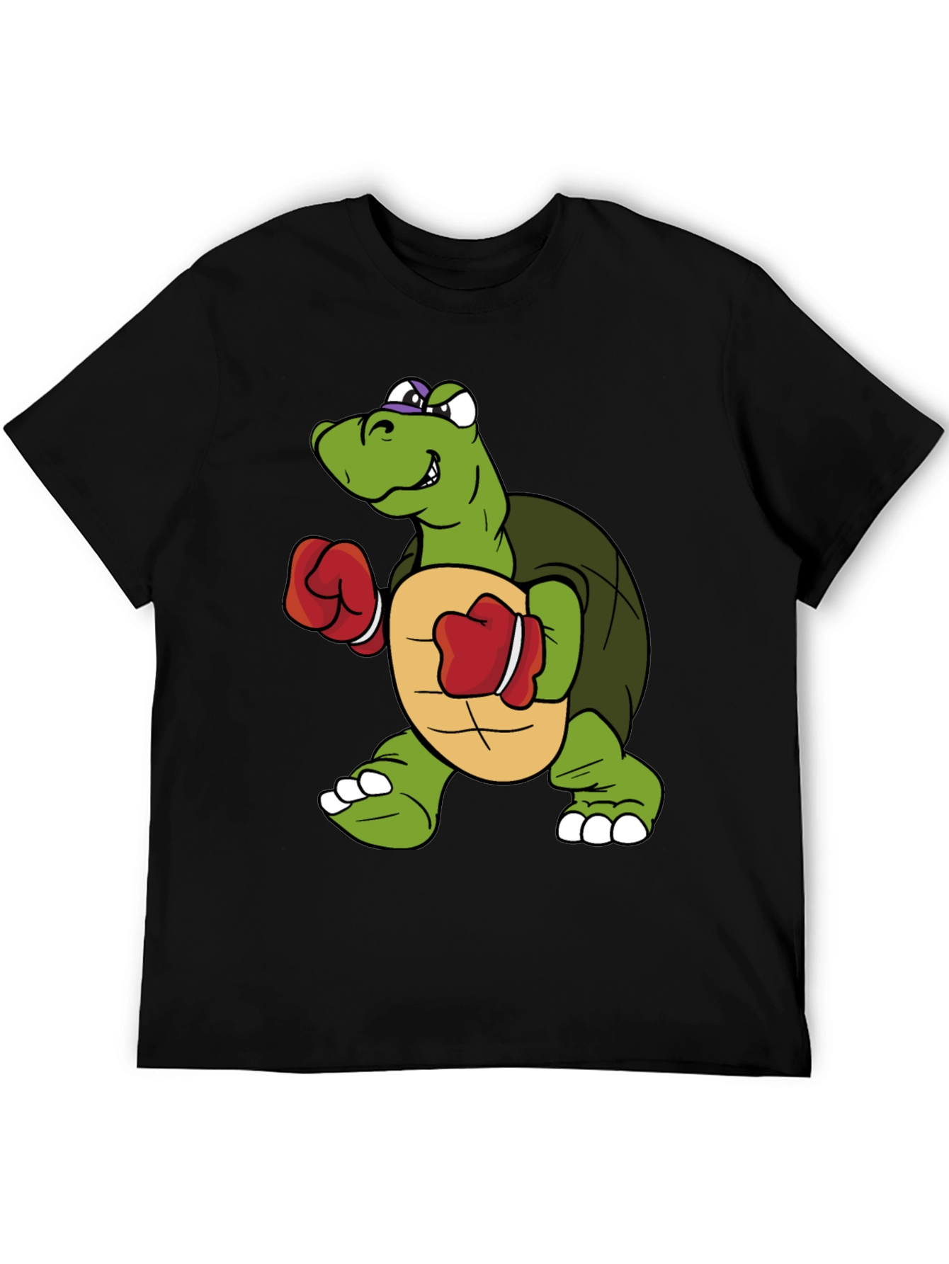 Black Turtle Boxer Graphic Tee - Novelty Cartoon Shirt view 5