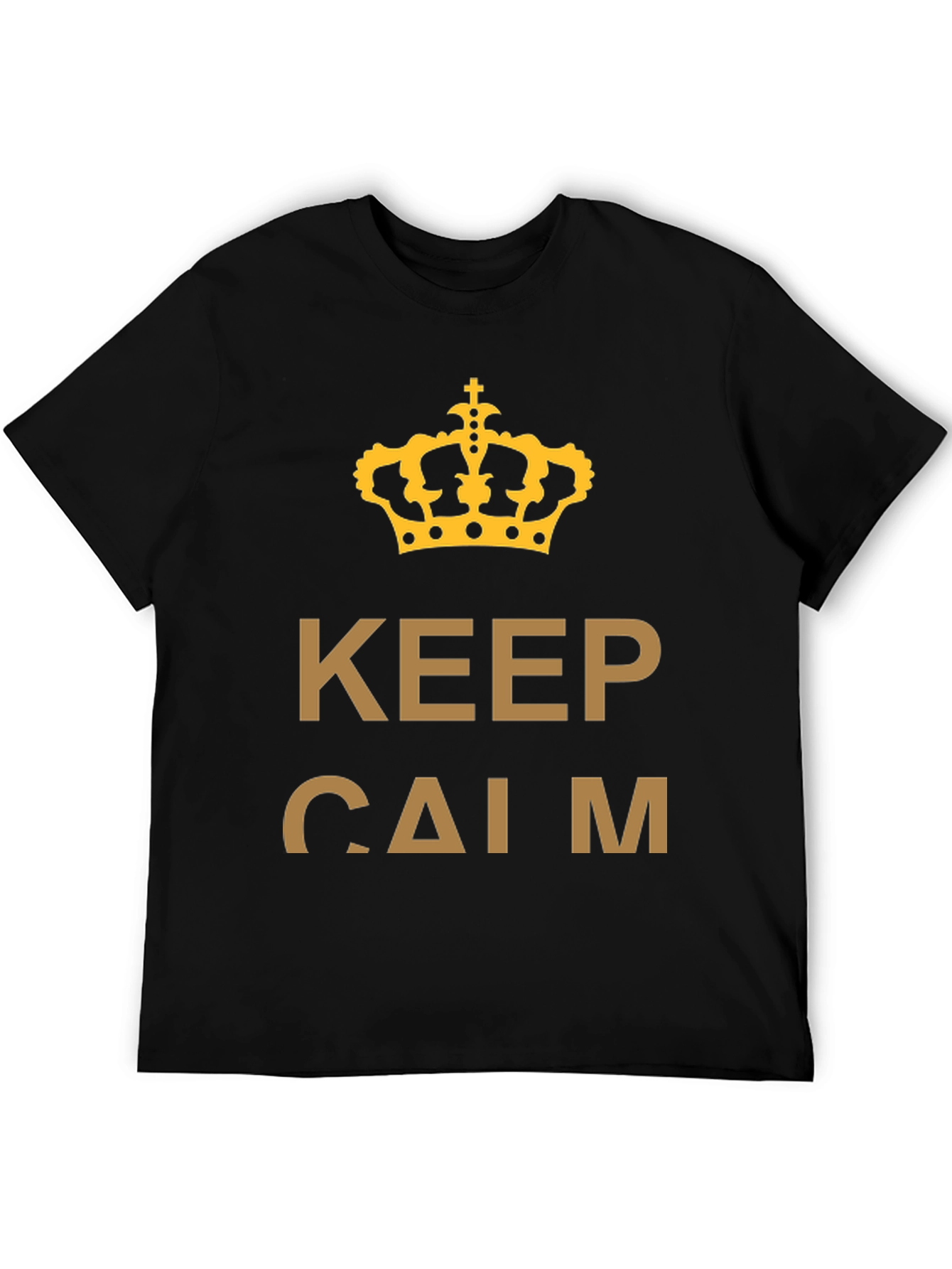 Black Keep Calm Crown T-Shirt - Gold Print on Black view 5
