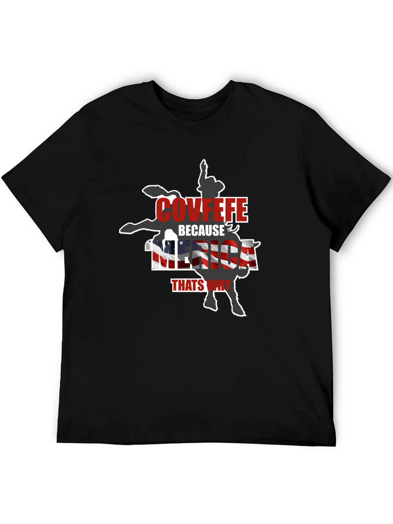 Black Covfefe Because Merica That's Why Black T-Shirt view 5
